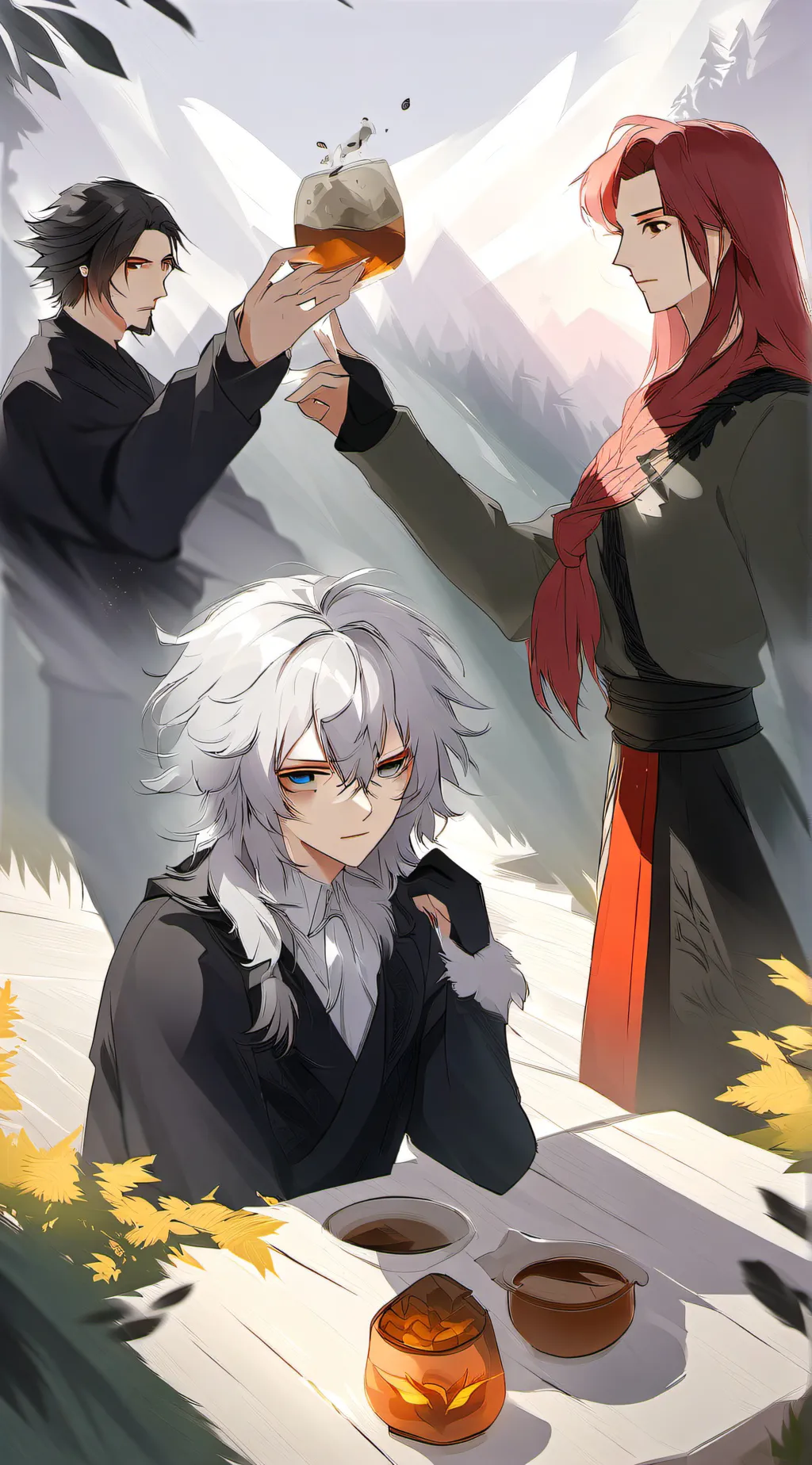 ai character: Three trio  background