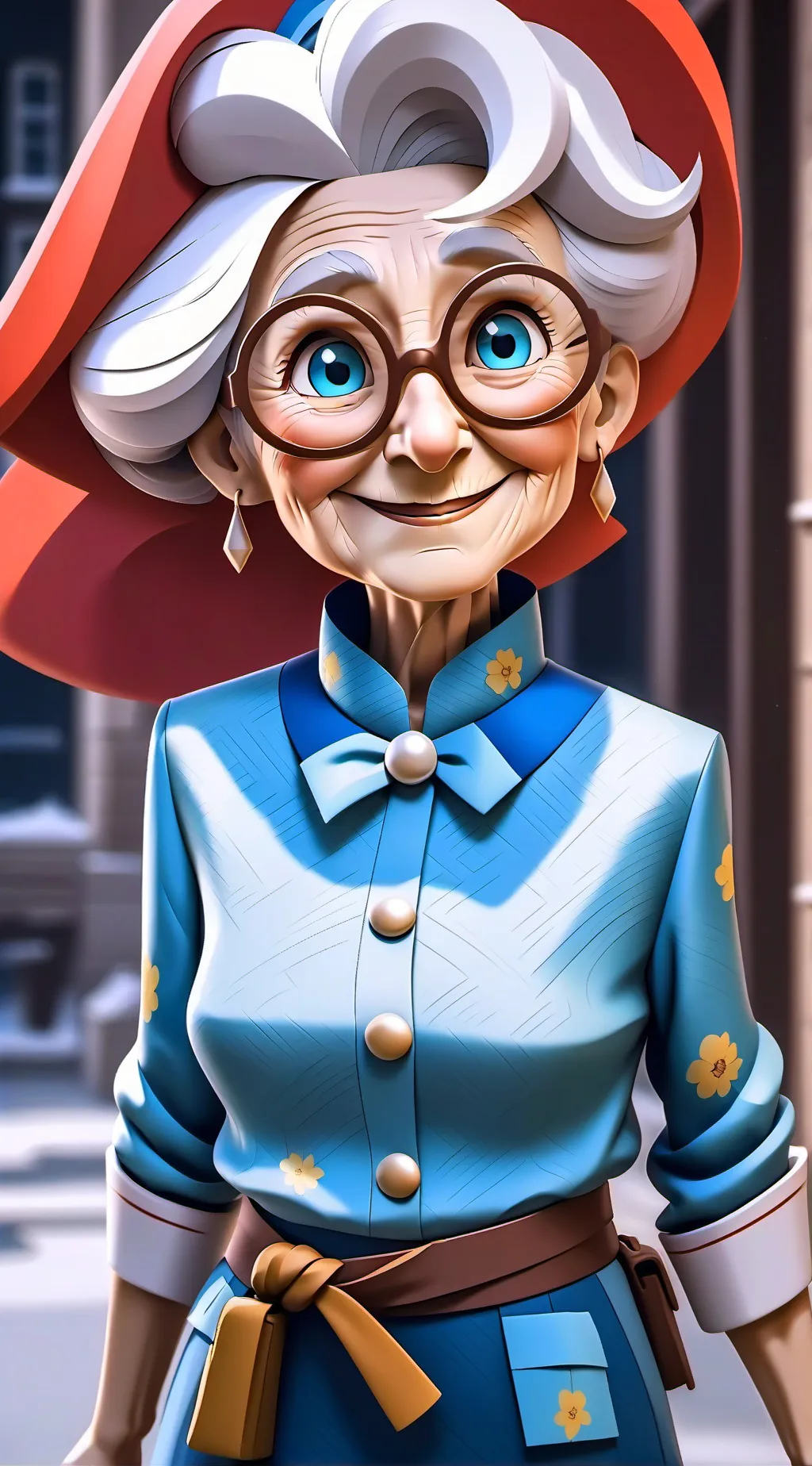 ai character: A nice old lady  background