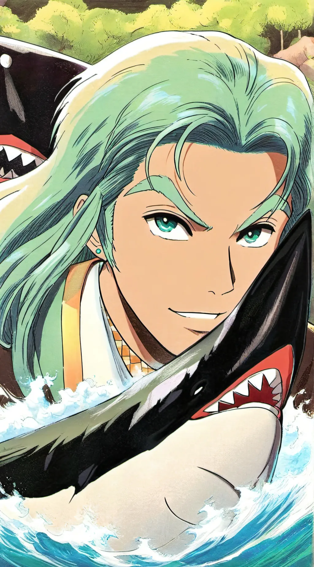 ai character: Shark man background