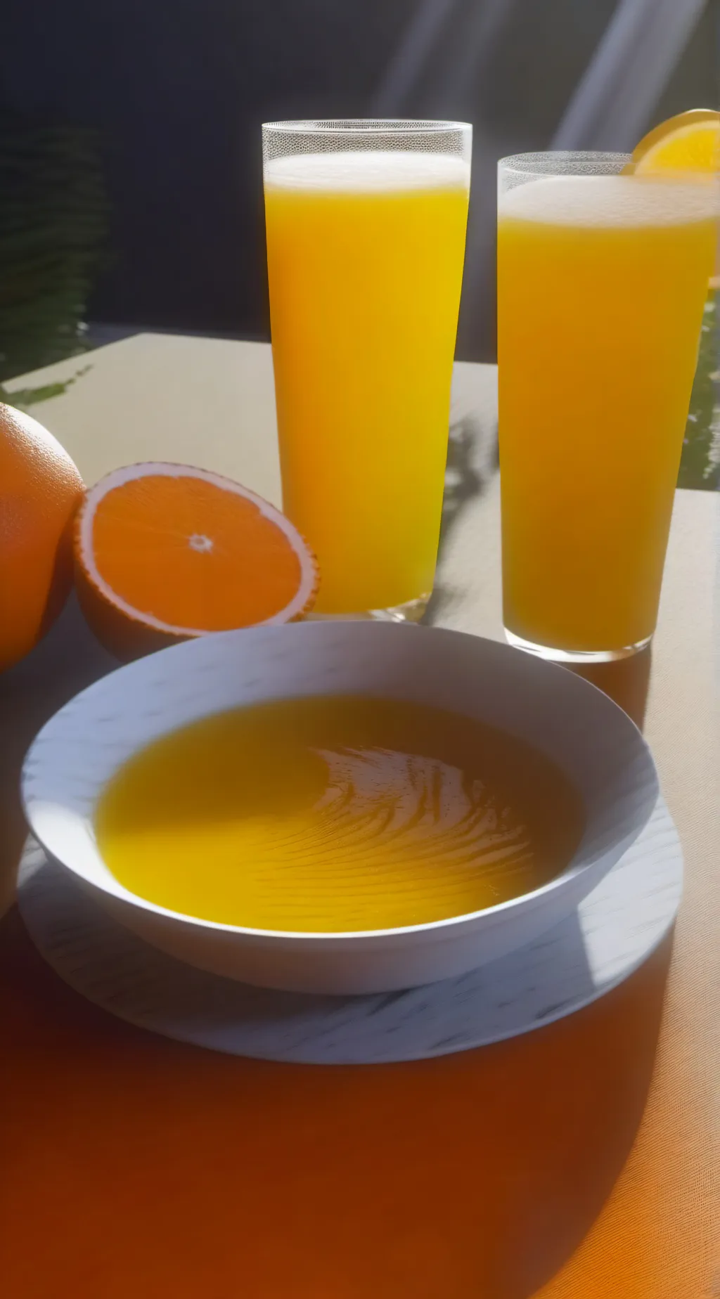 ai character: orange juice  background