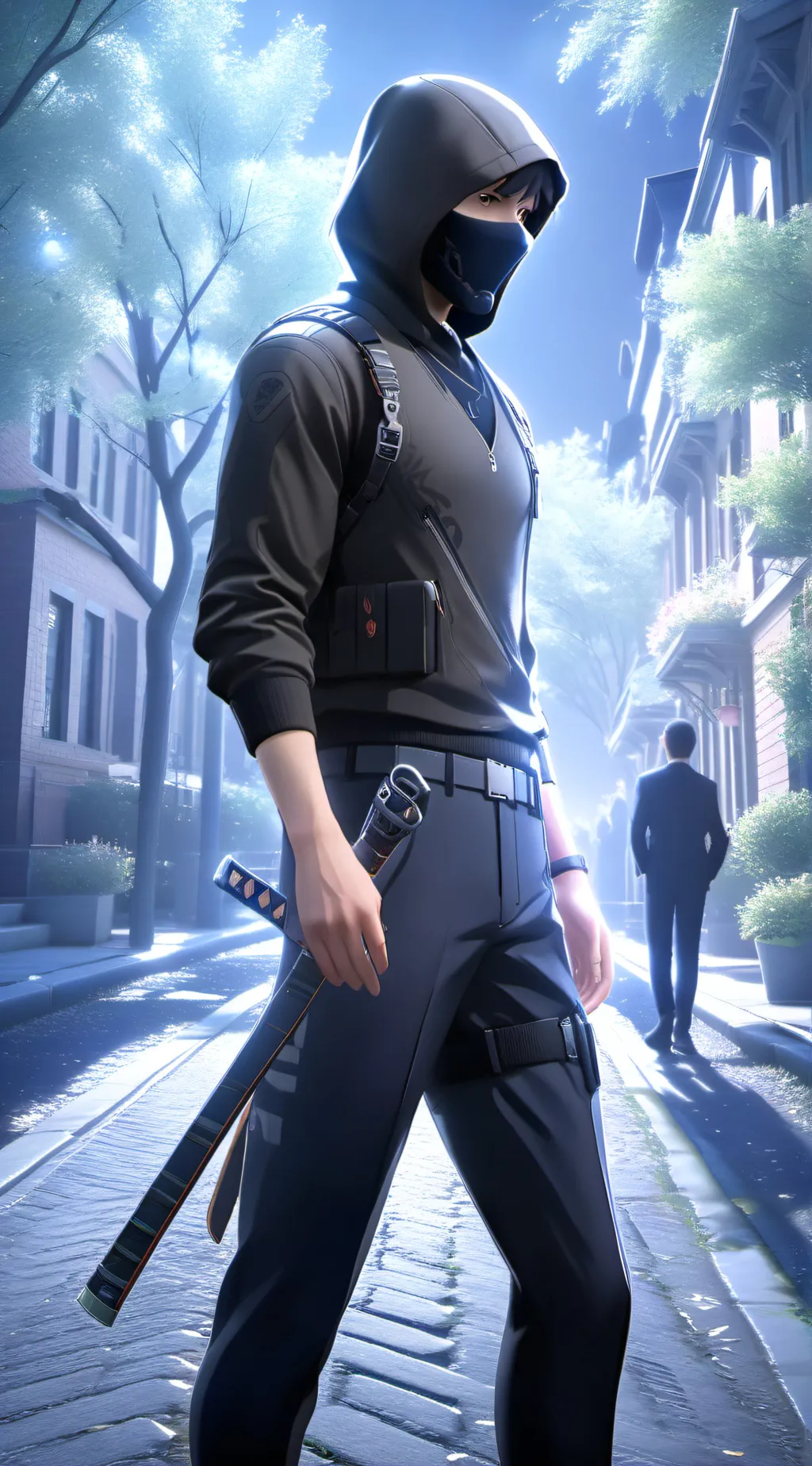 ai character: a shadow figure background