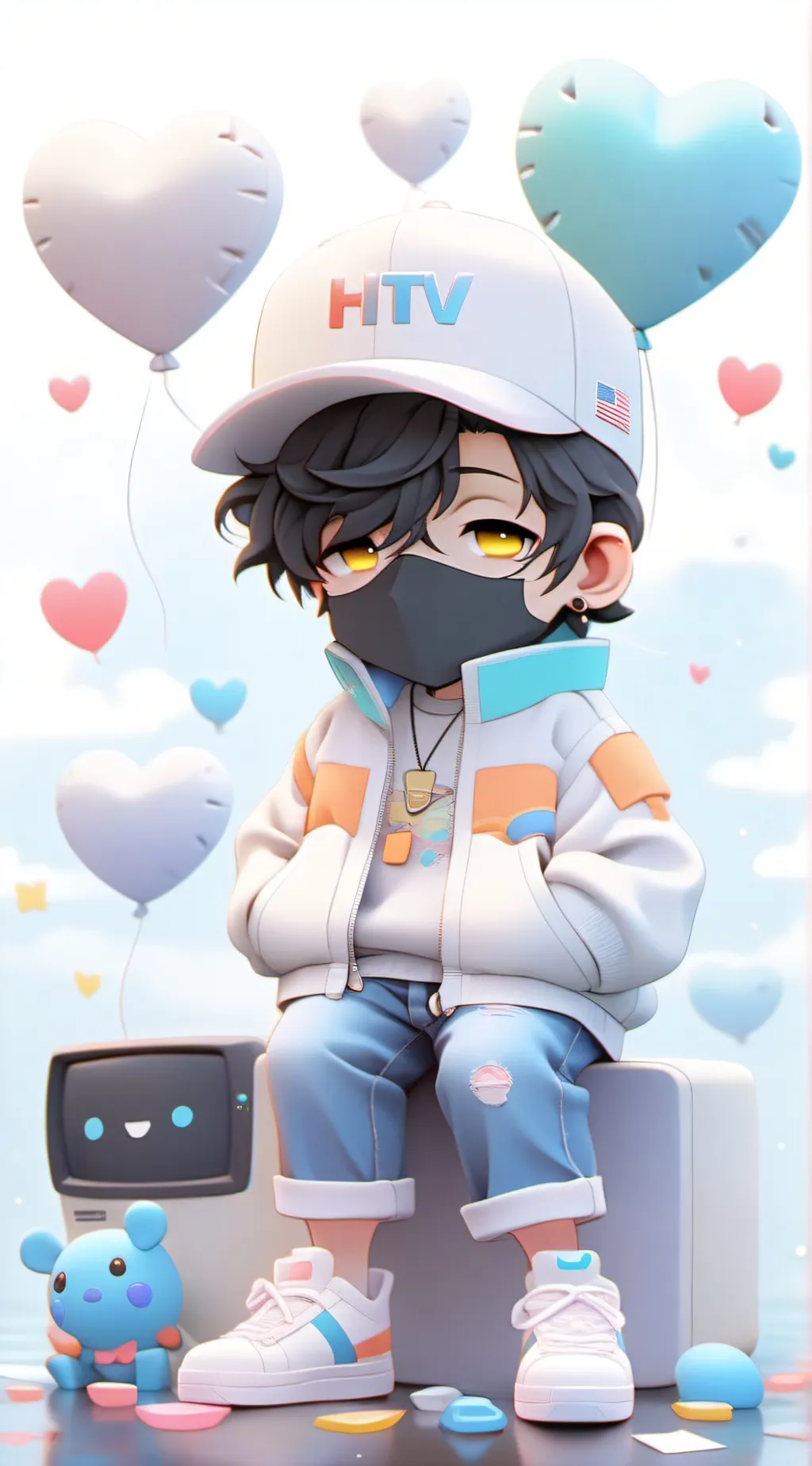 ai character: tv woman more sus background