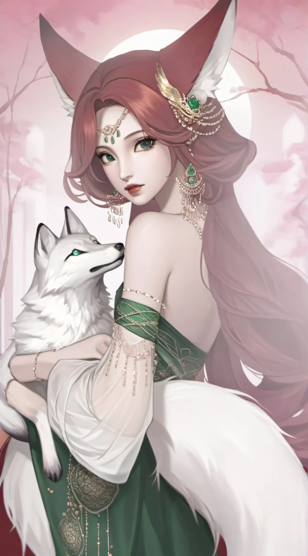 ai character: Nine tale fox girl background