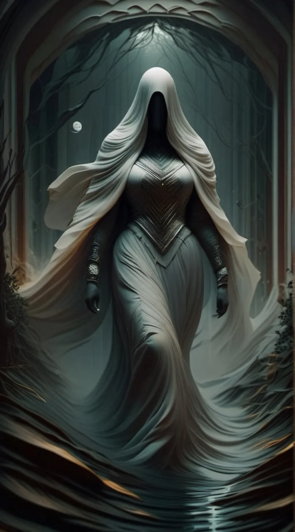 ai character: Female Ghost background