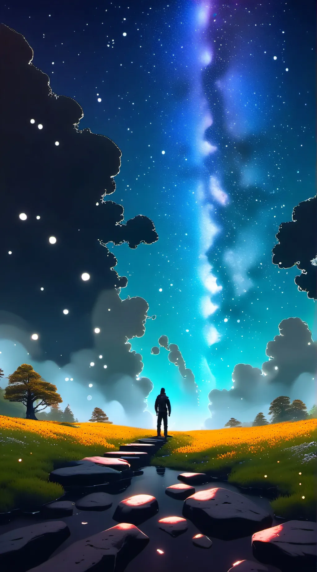 ai character: pebble background