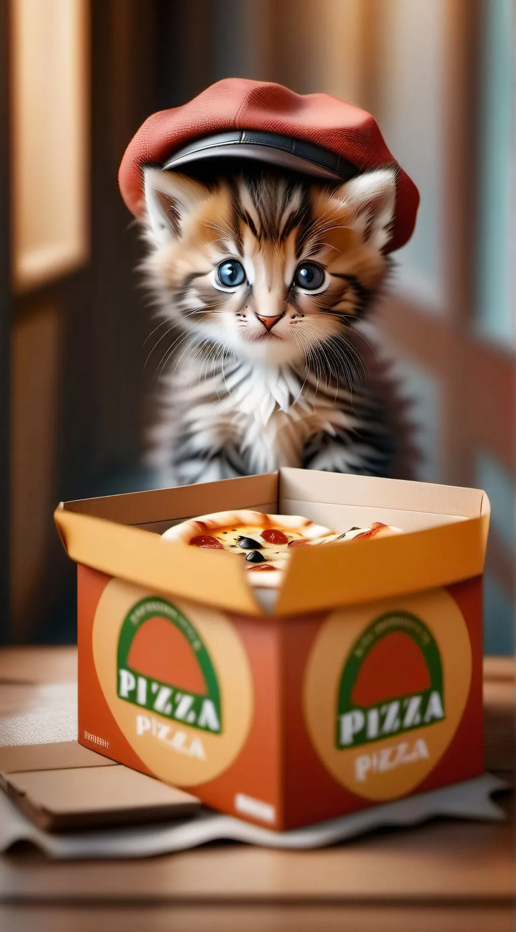 ai character: pizza kitten🍕 background