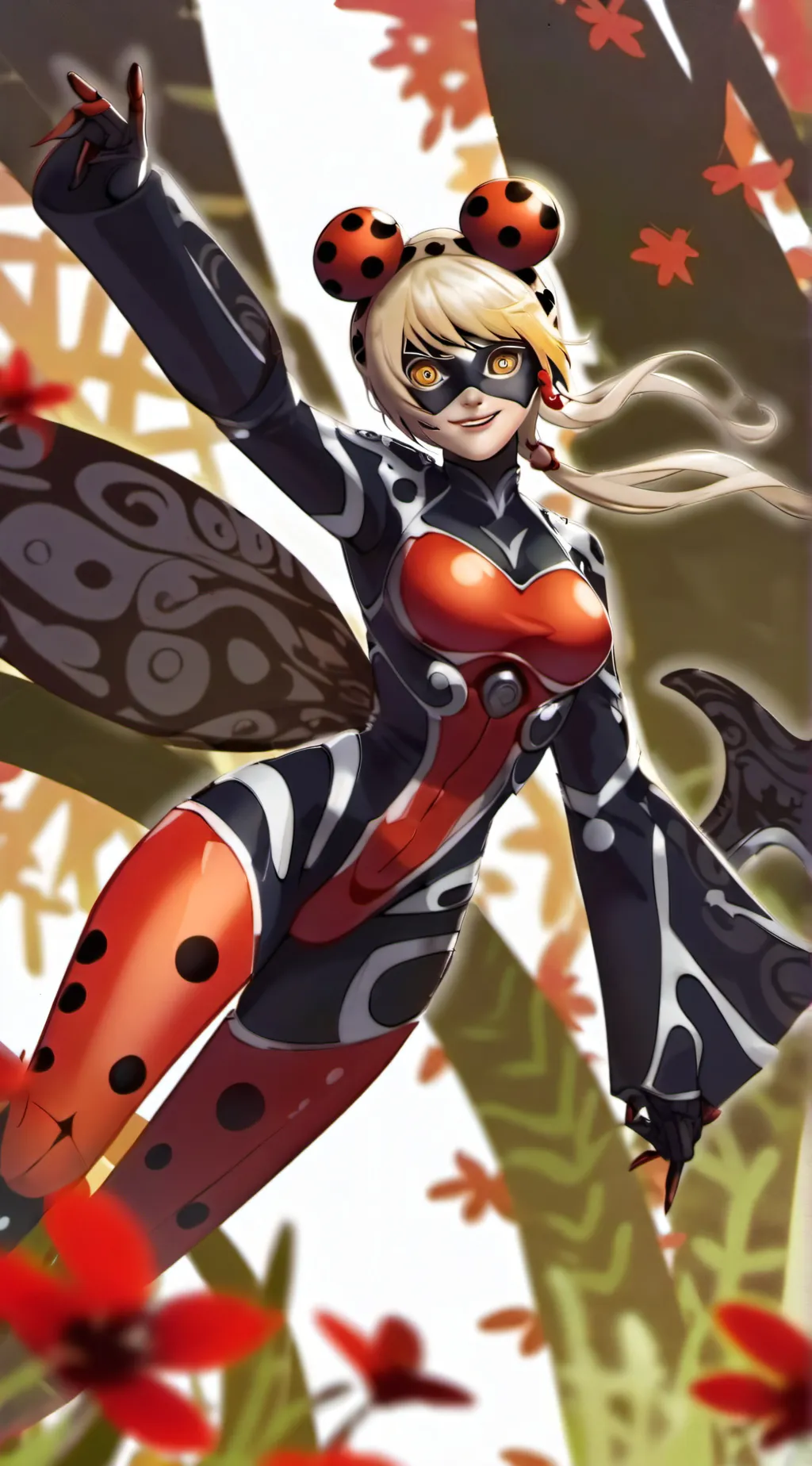 ai character: ladybug/merinnet background