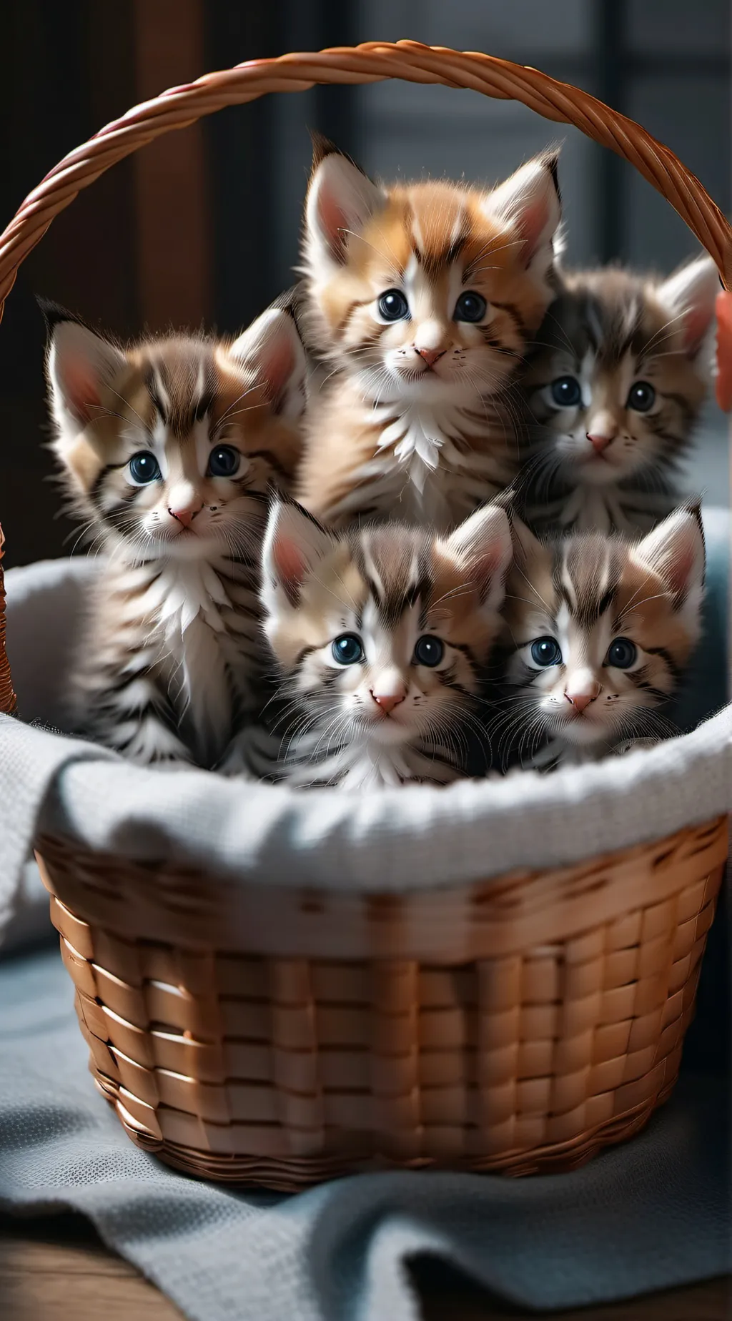 ai character: The 5 Kittens.  background
