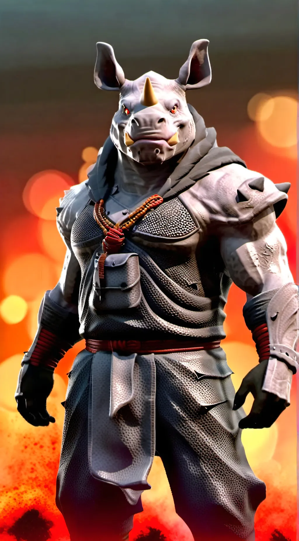 ai character: Grey Rhino King. background