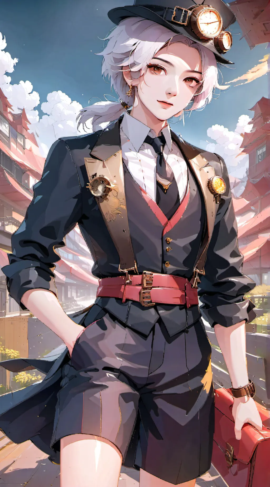 ai character: ~The steampunk~ background