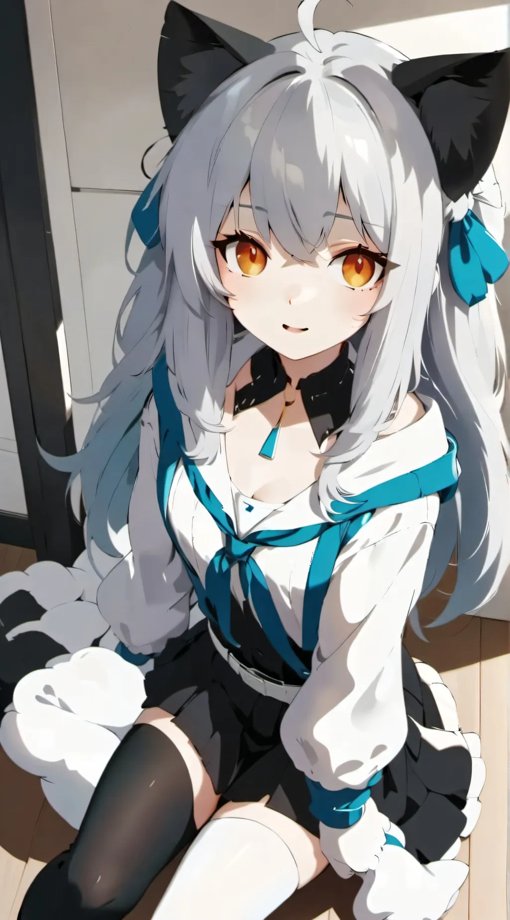 ai character: small cat girl background