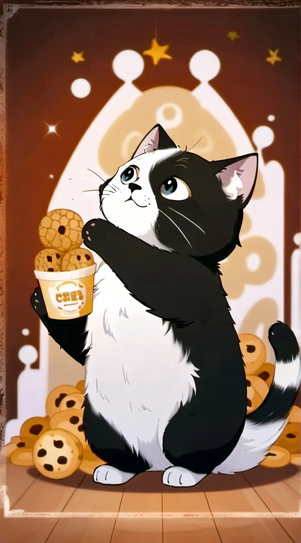 ai character: Cookies creem cat background