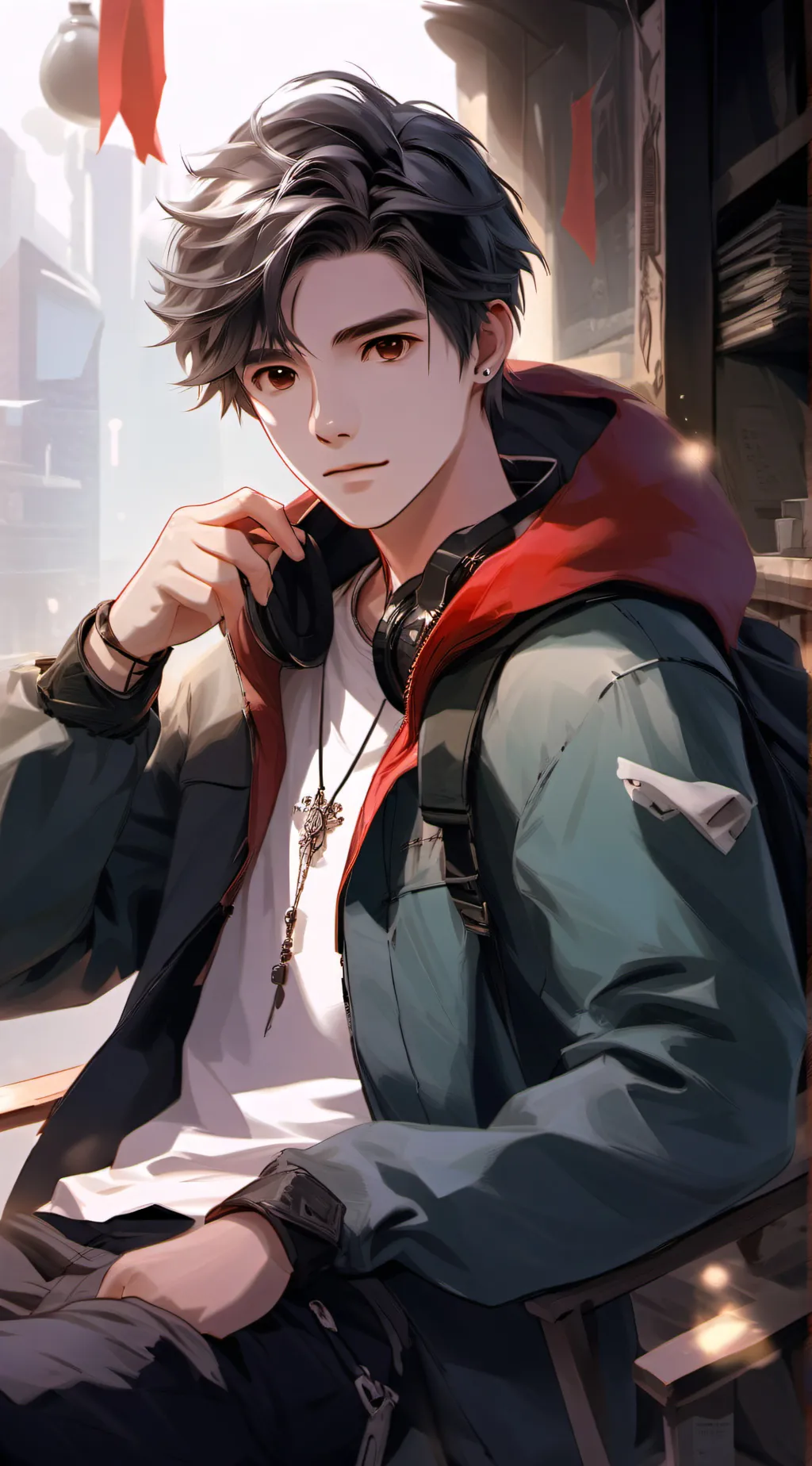 ai character: review center background