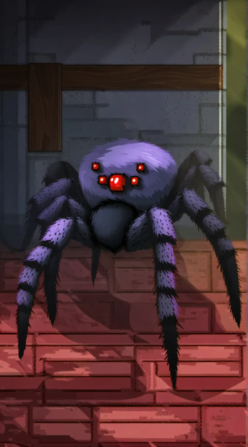 ai character: minecraft spider  background
