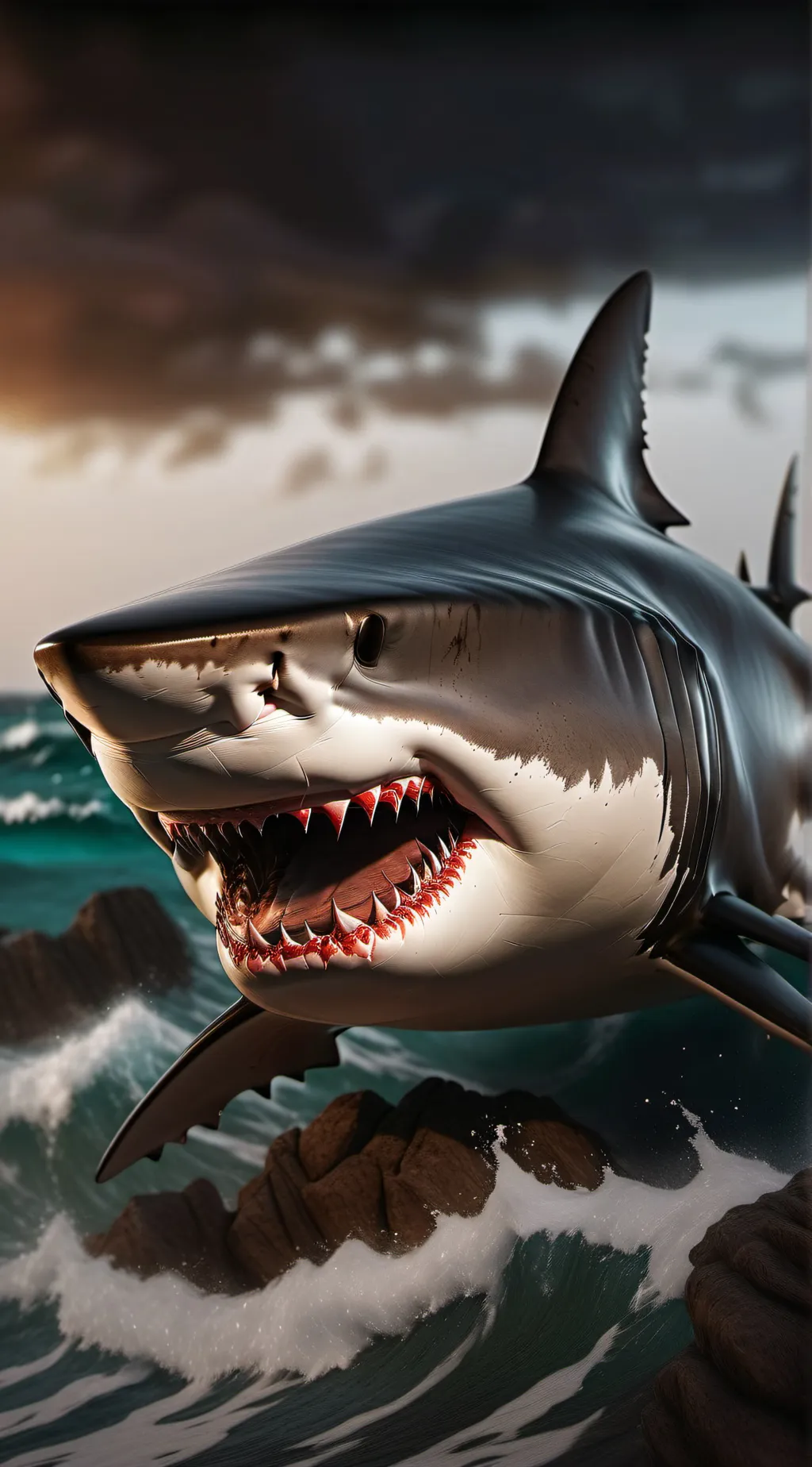 ai character: Great white background