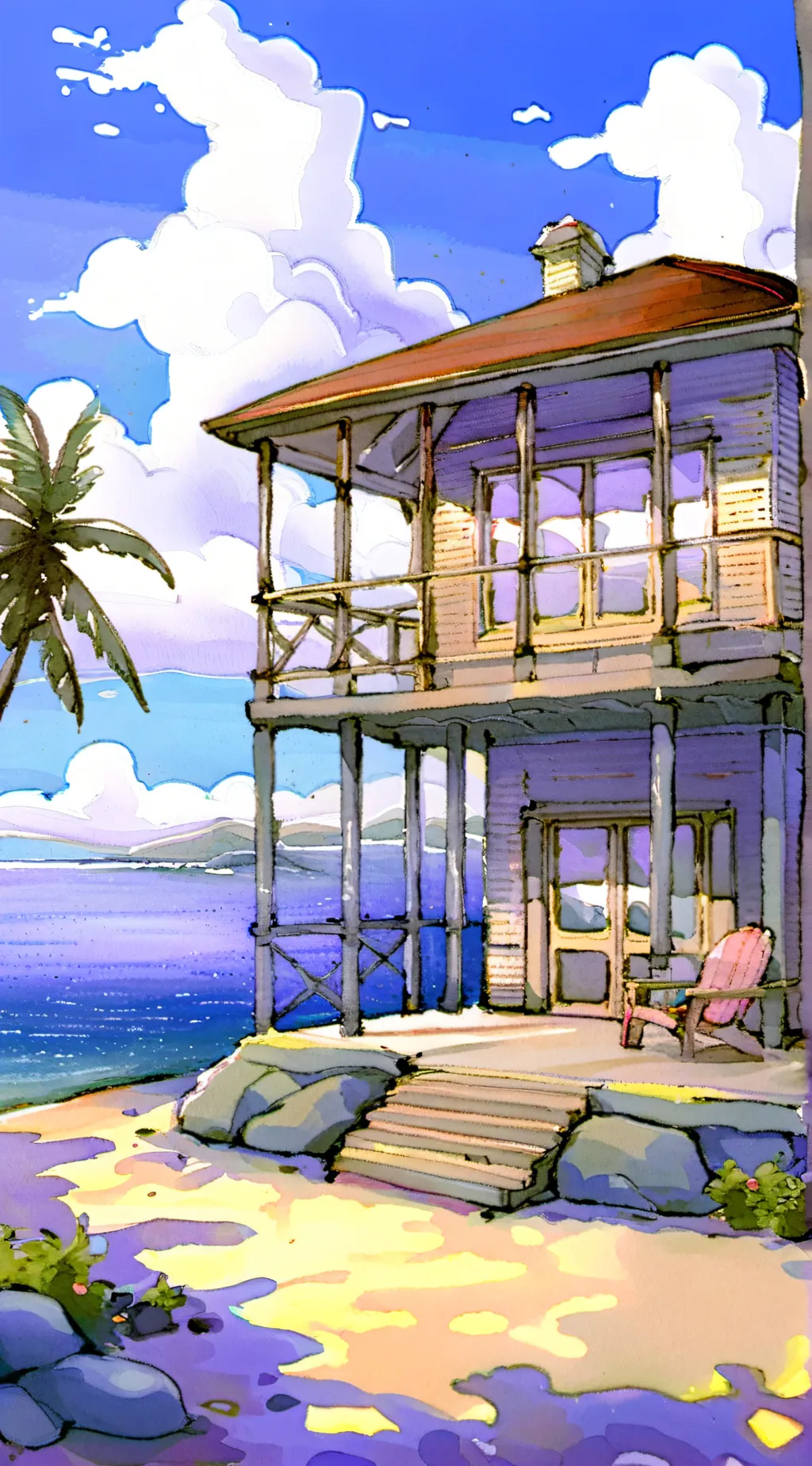 ai character: HH beach 🏖️  background