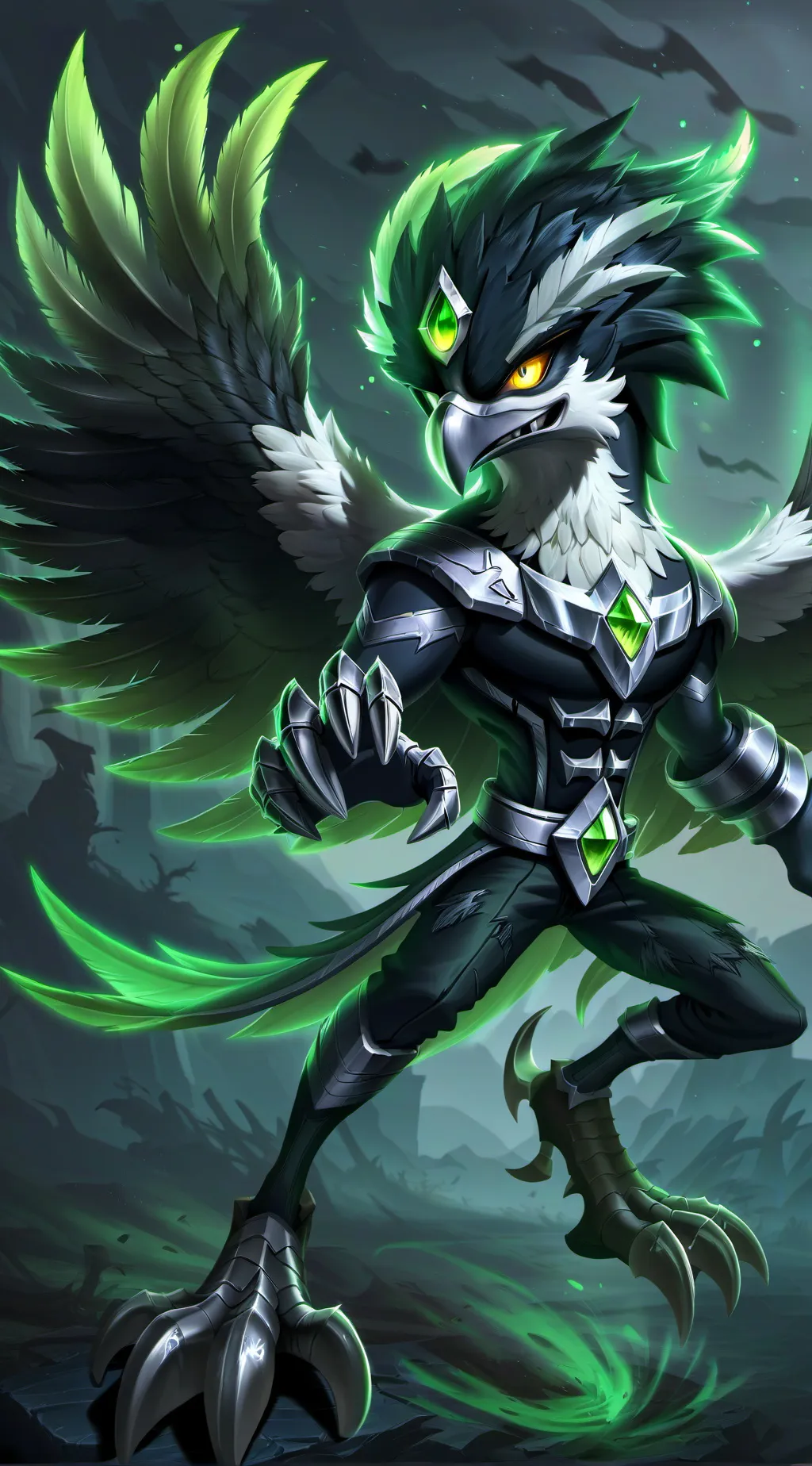 ai character: Demon jet the hawk background