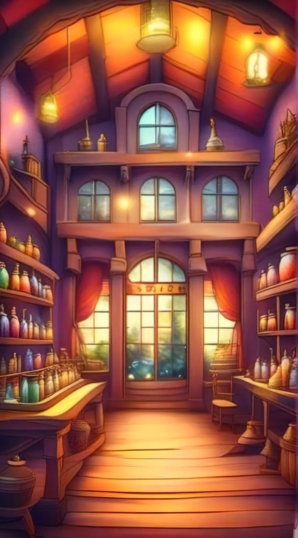 ai character: Potion shop background