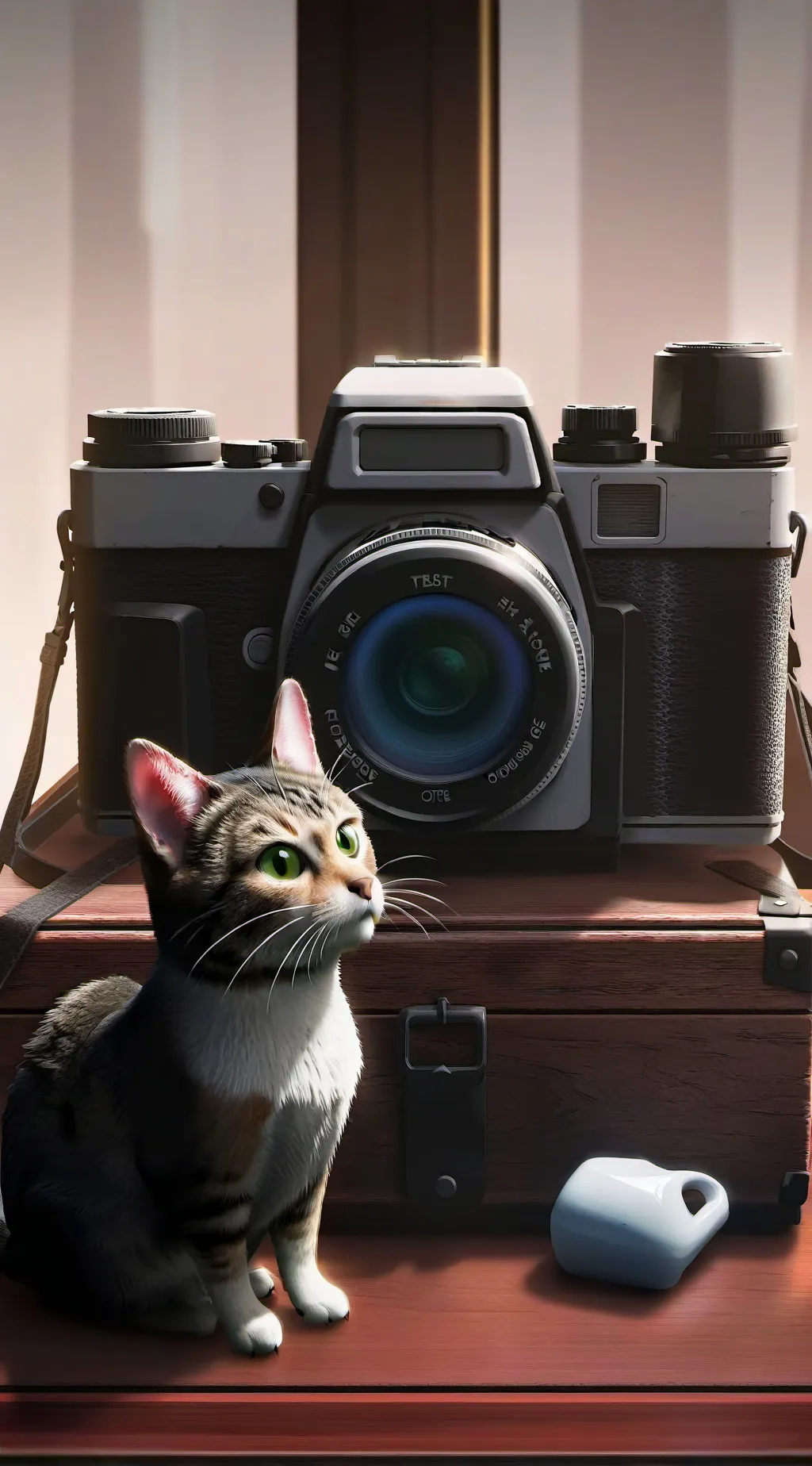 ai character: carmara cat background