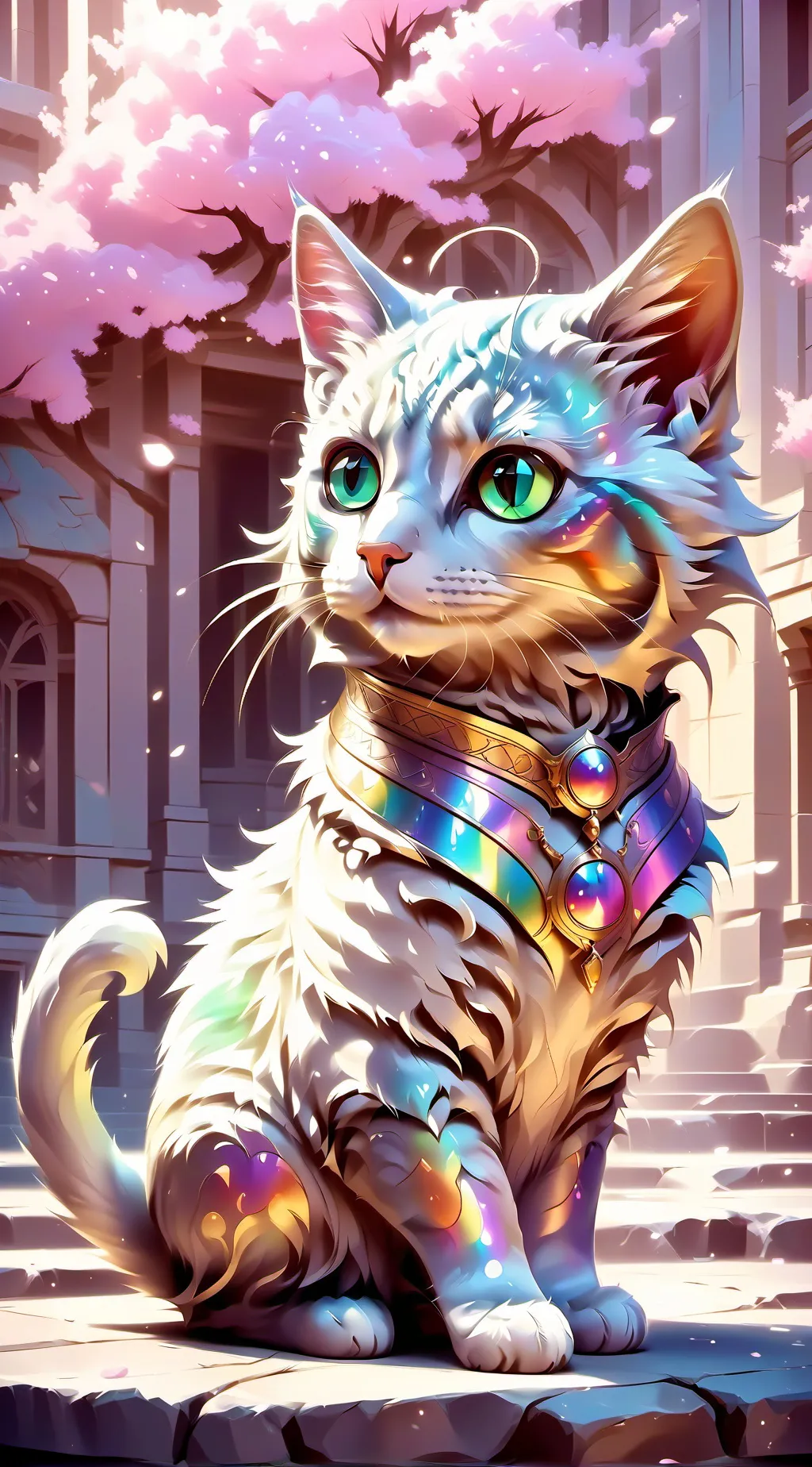 ai character: Rainbow cat  background