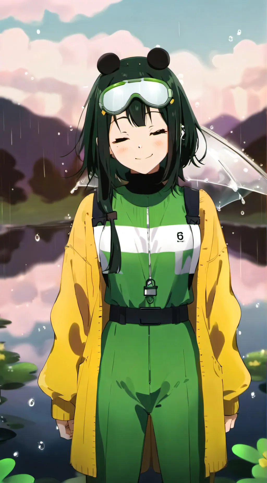 ai character: Tsuyu Asui  background