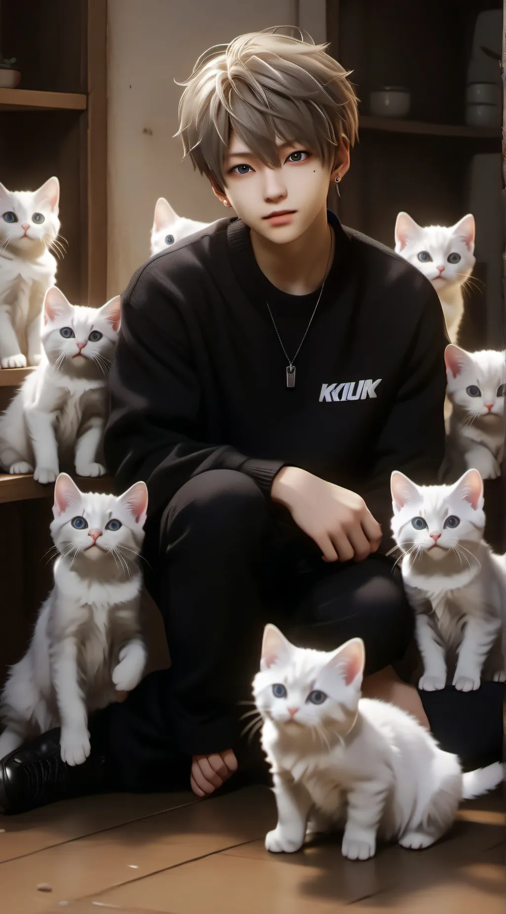 ai character: Kitten SKZ background