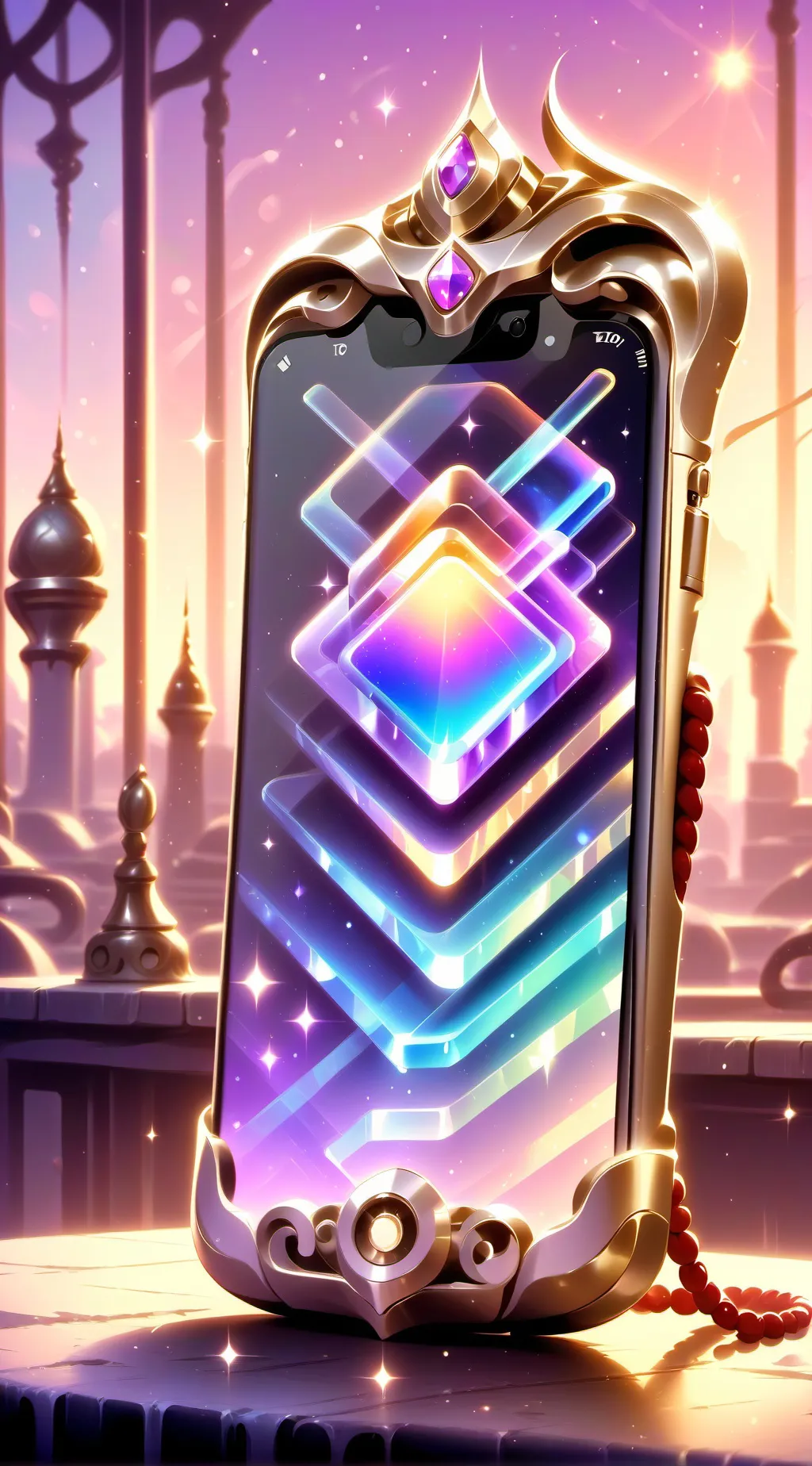 ai character: Rainbow phone  background