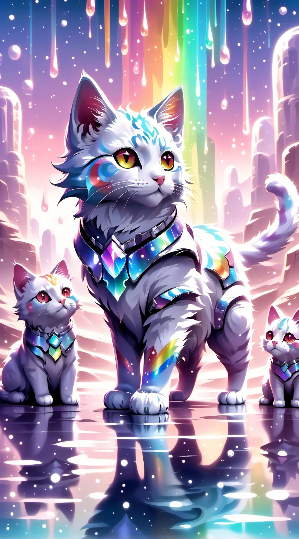 ai character: Rainbow cat family background
