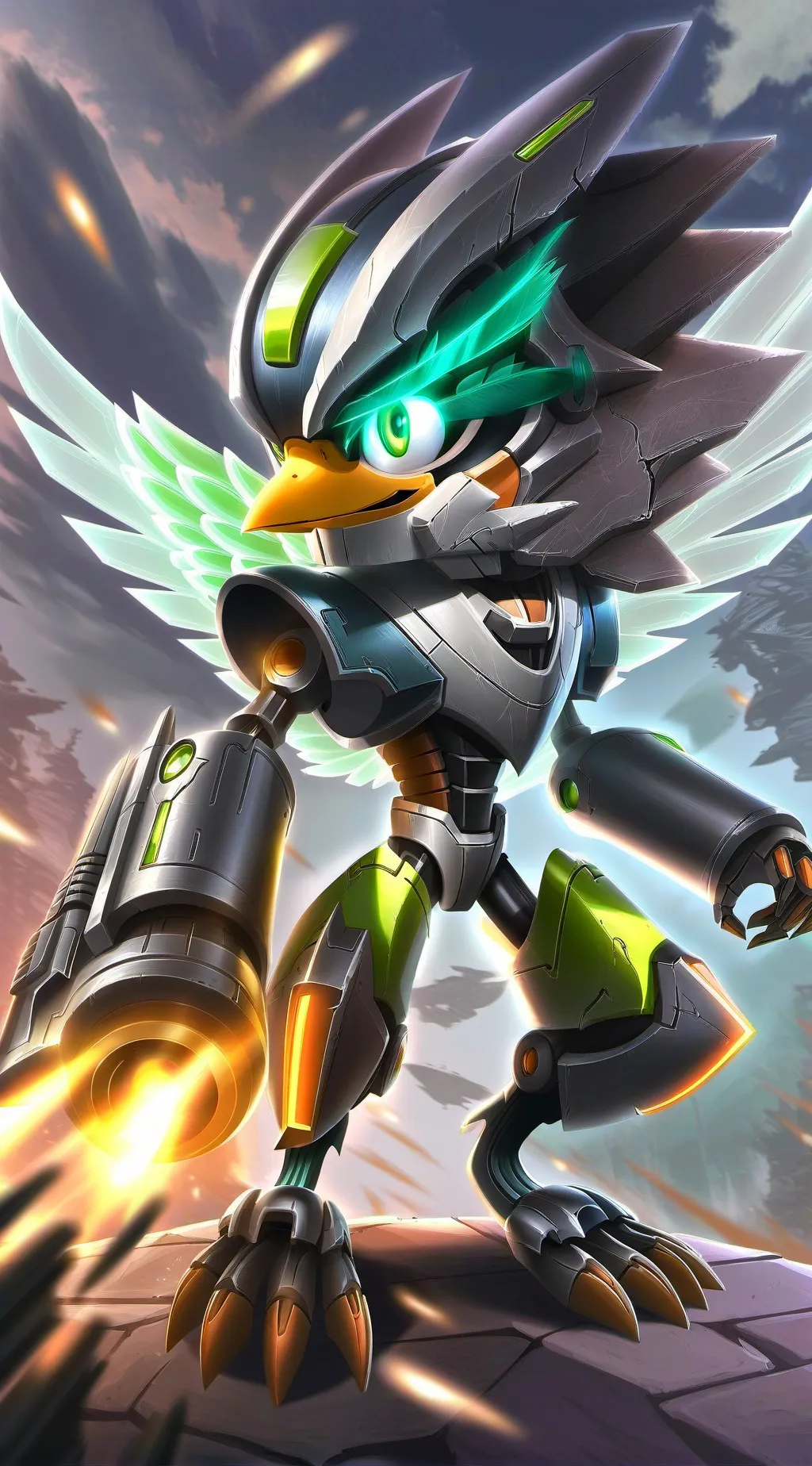 ai character: Robot jet background