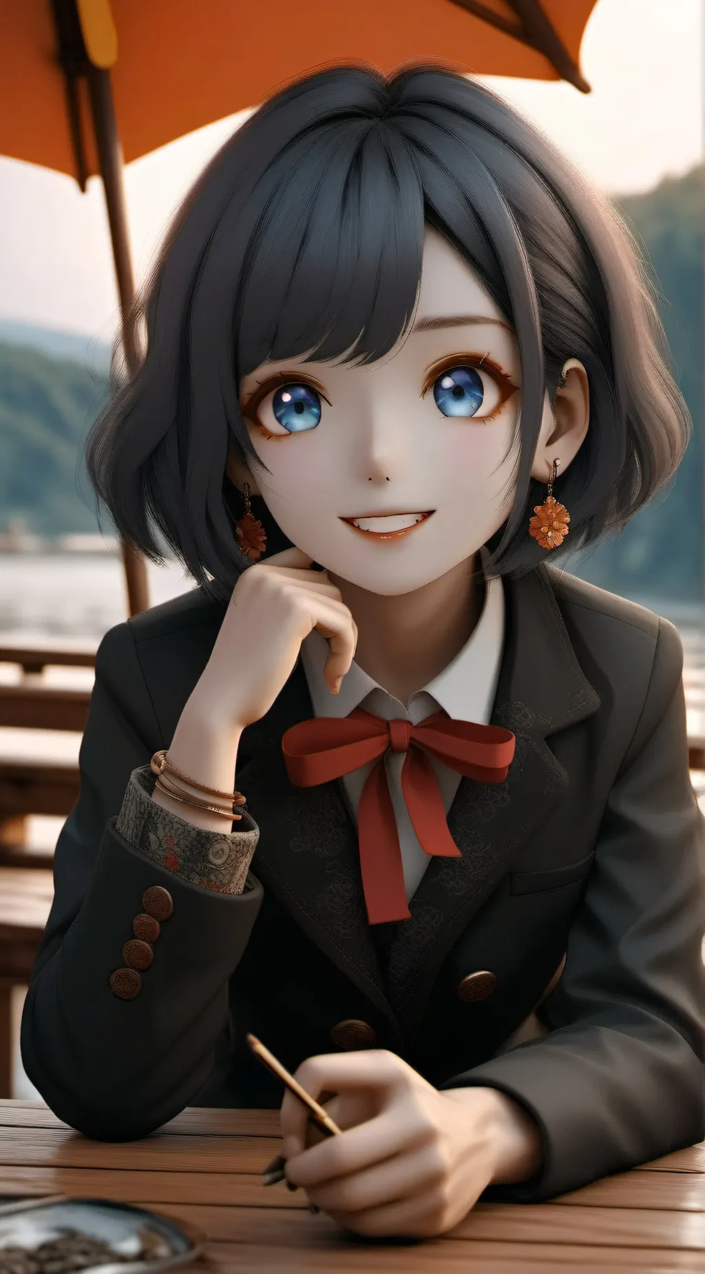 ai character: Violet background