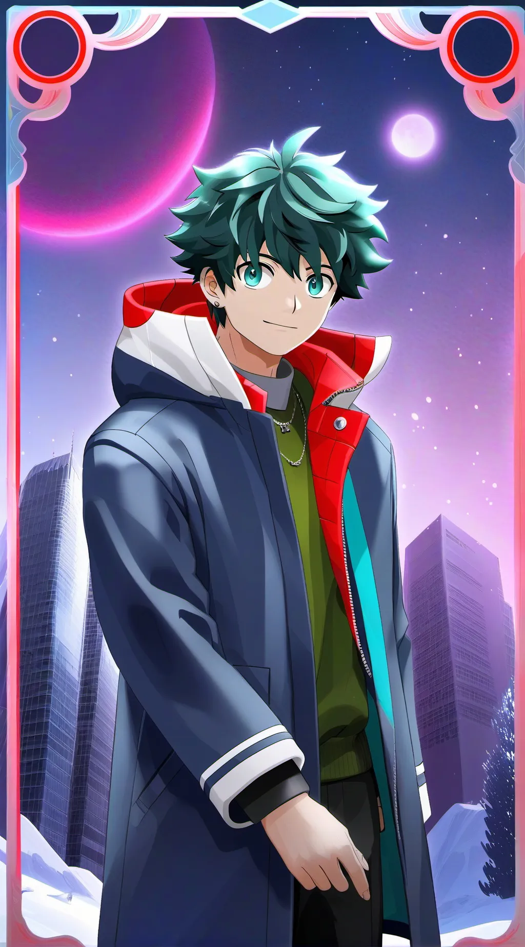 ai character: deku + bakugo background