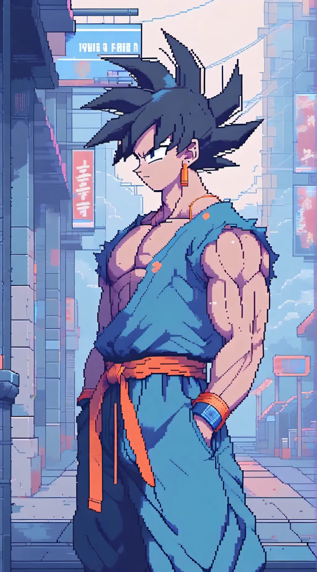 ai character: goku with blue gi background