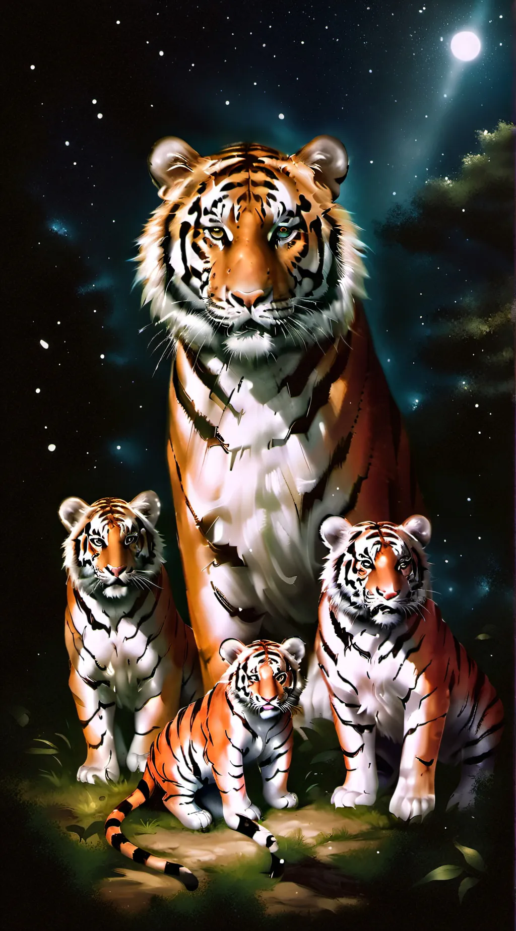 ai character: Mom and cubs  background