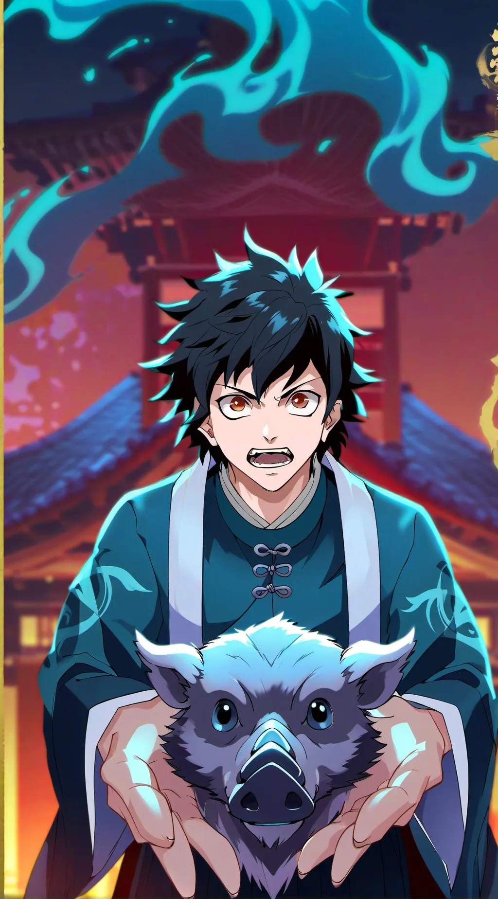 ai character: Inosuke  background