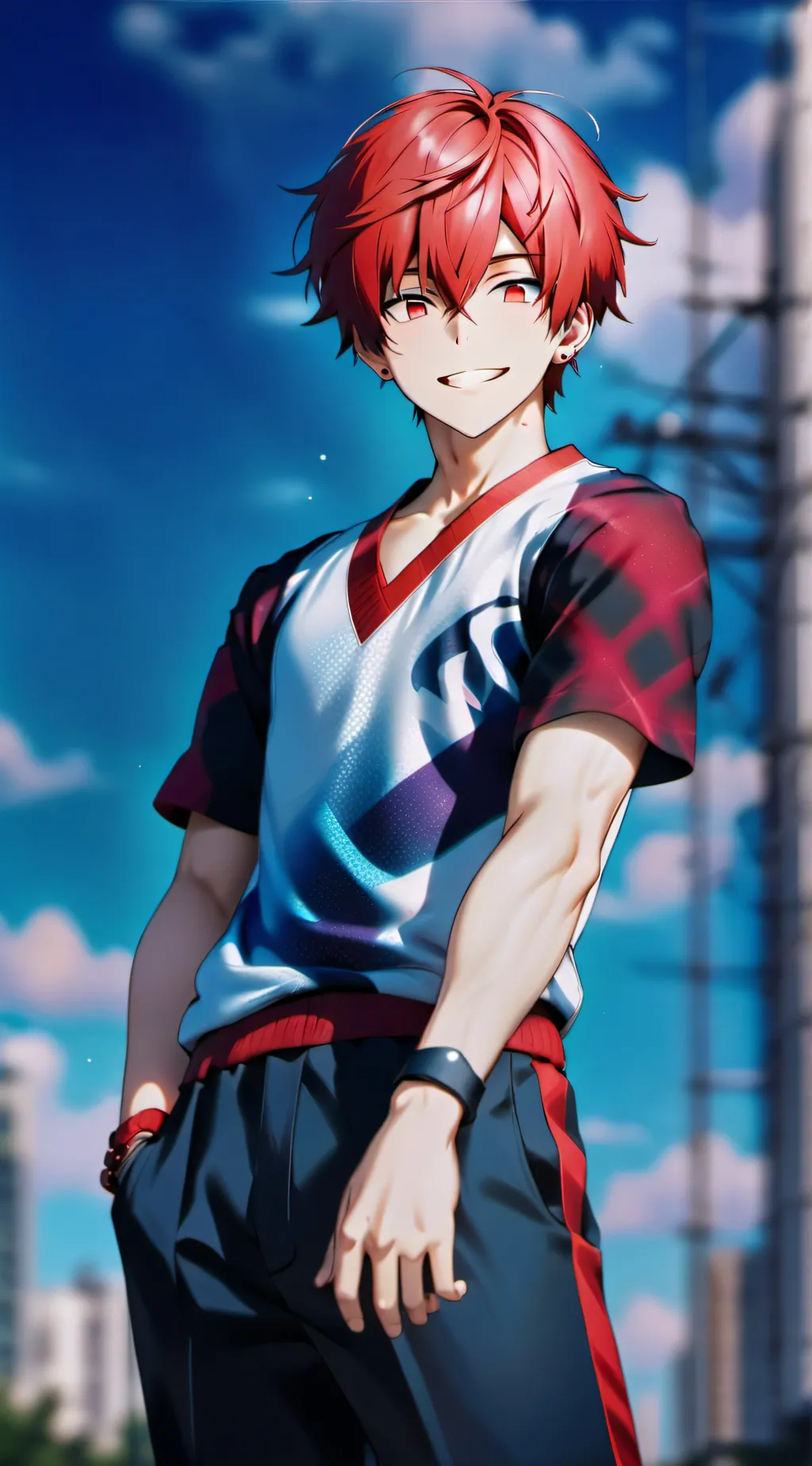 ai character: Red background