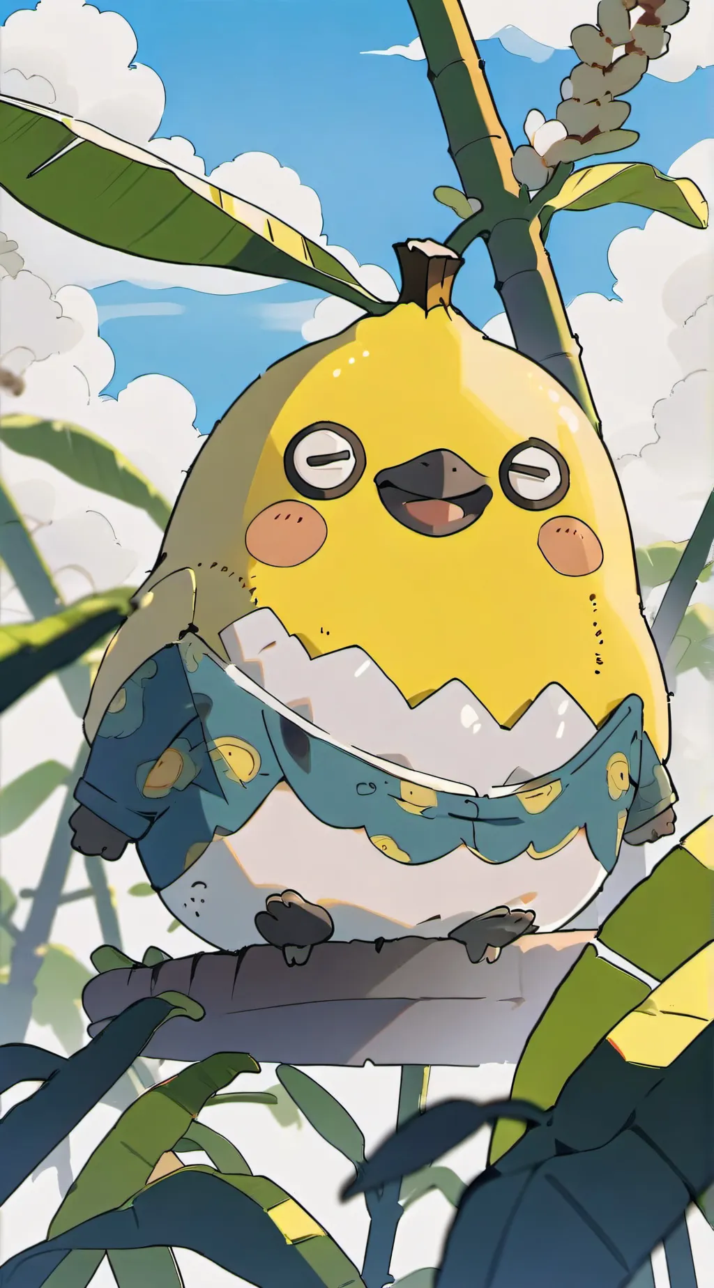 ai character: banana bird background