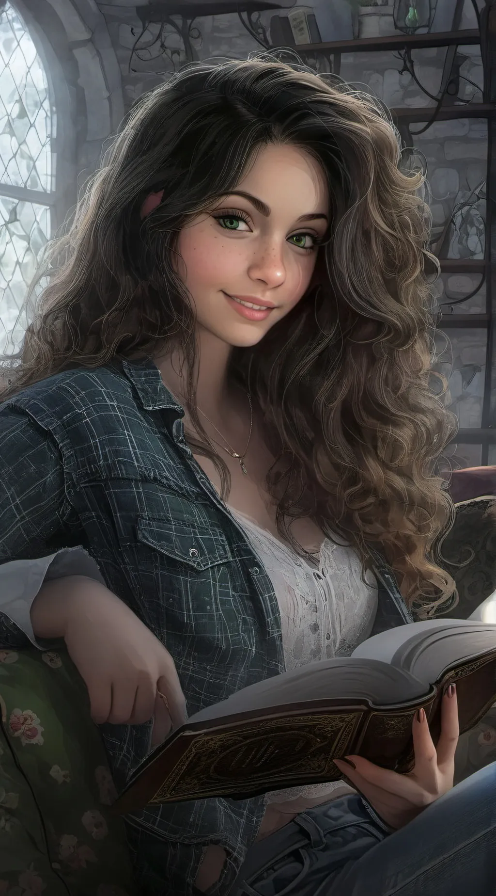 ai character: Maddison Green.  background