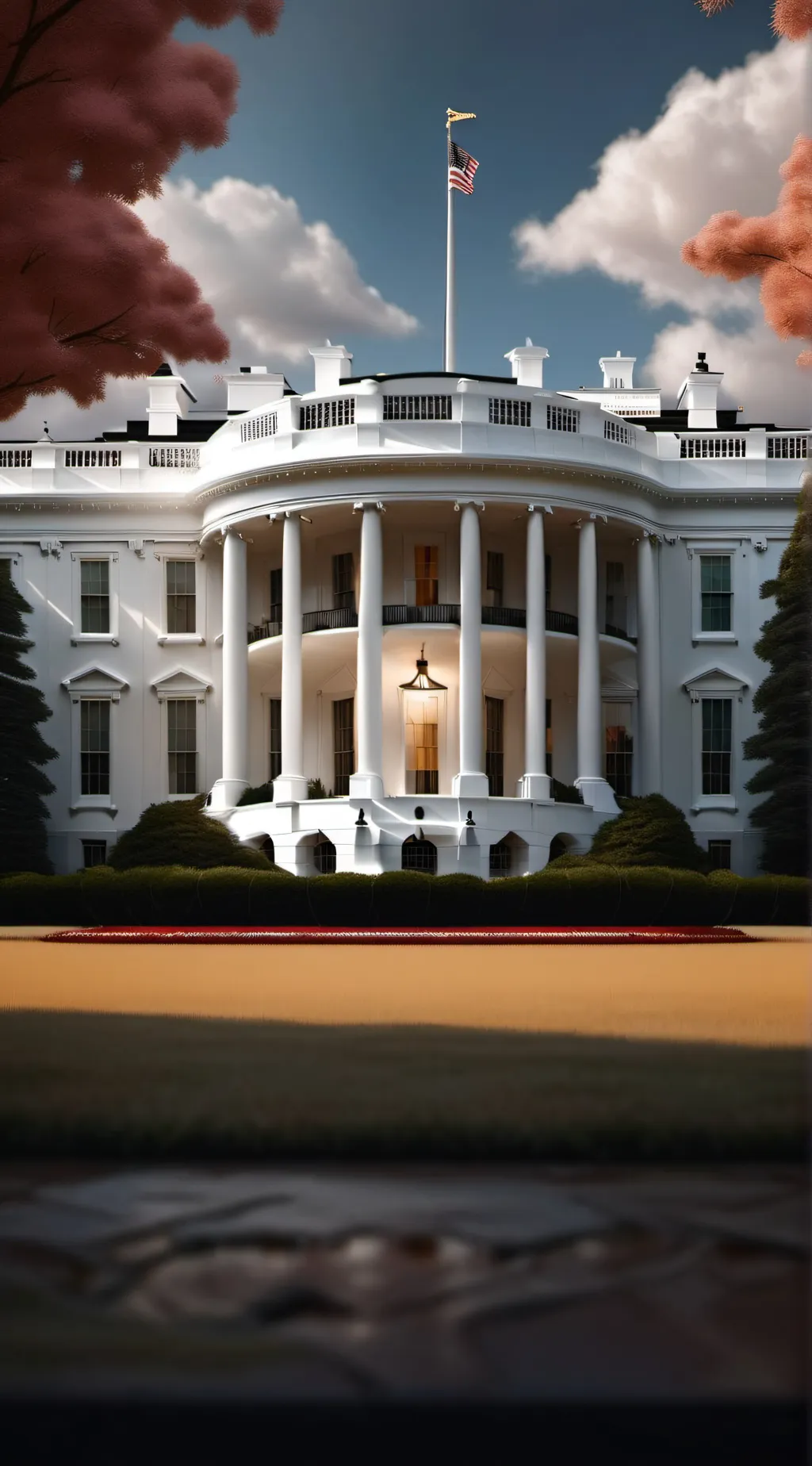 ai character: White House  background
