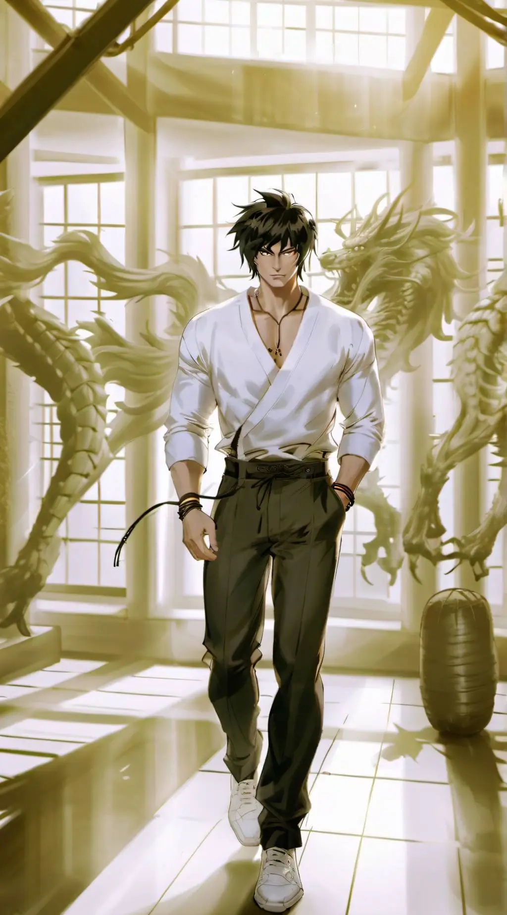 ai character: ohma tokita  background