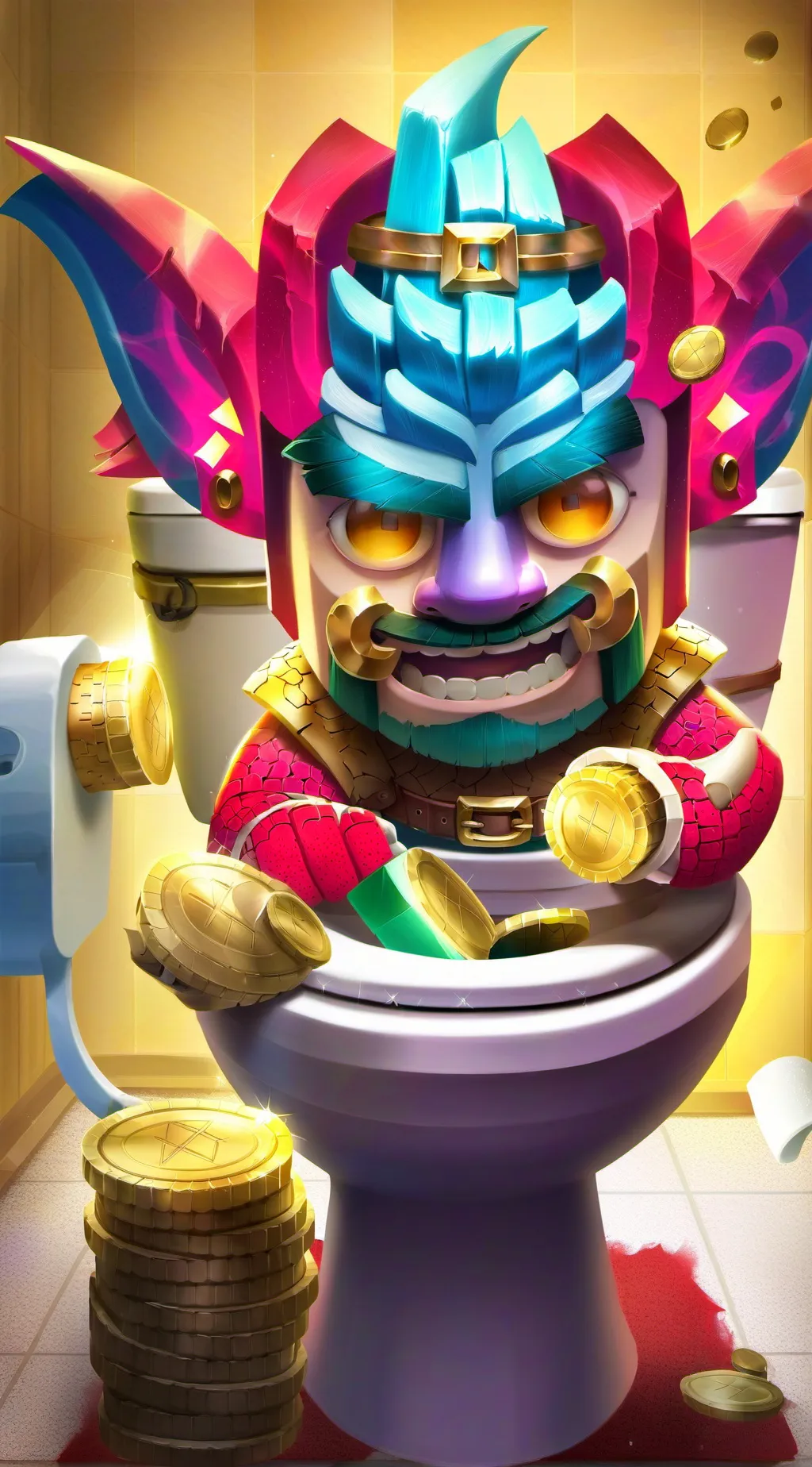 ai character: JAX VRS SKIBIDI  background