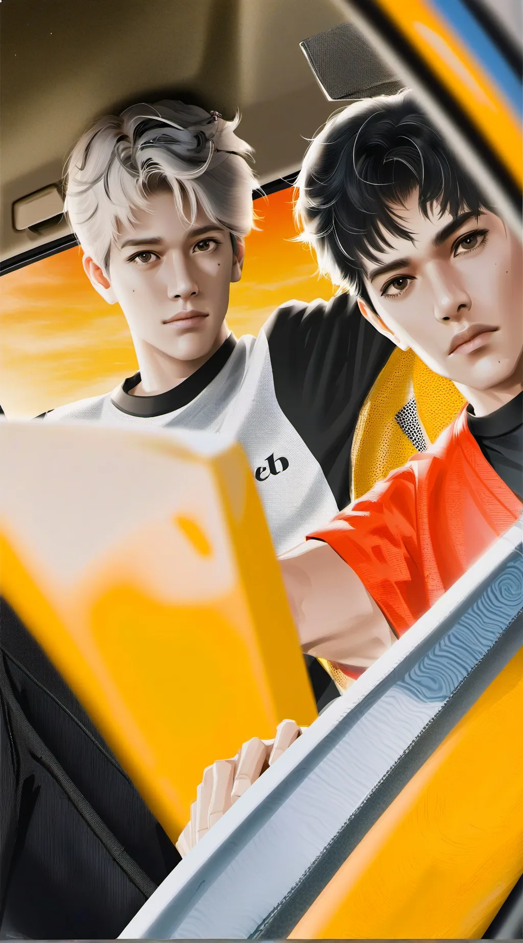 ai character: Sam and colby  background