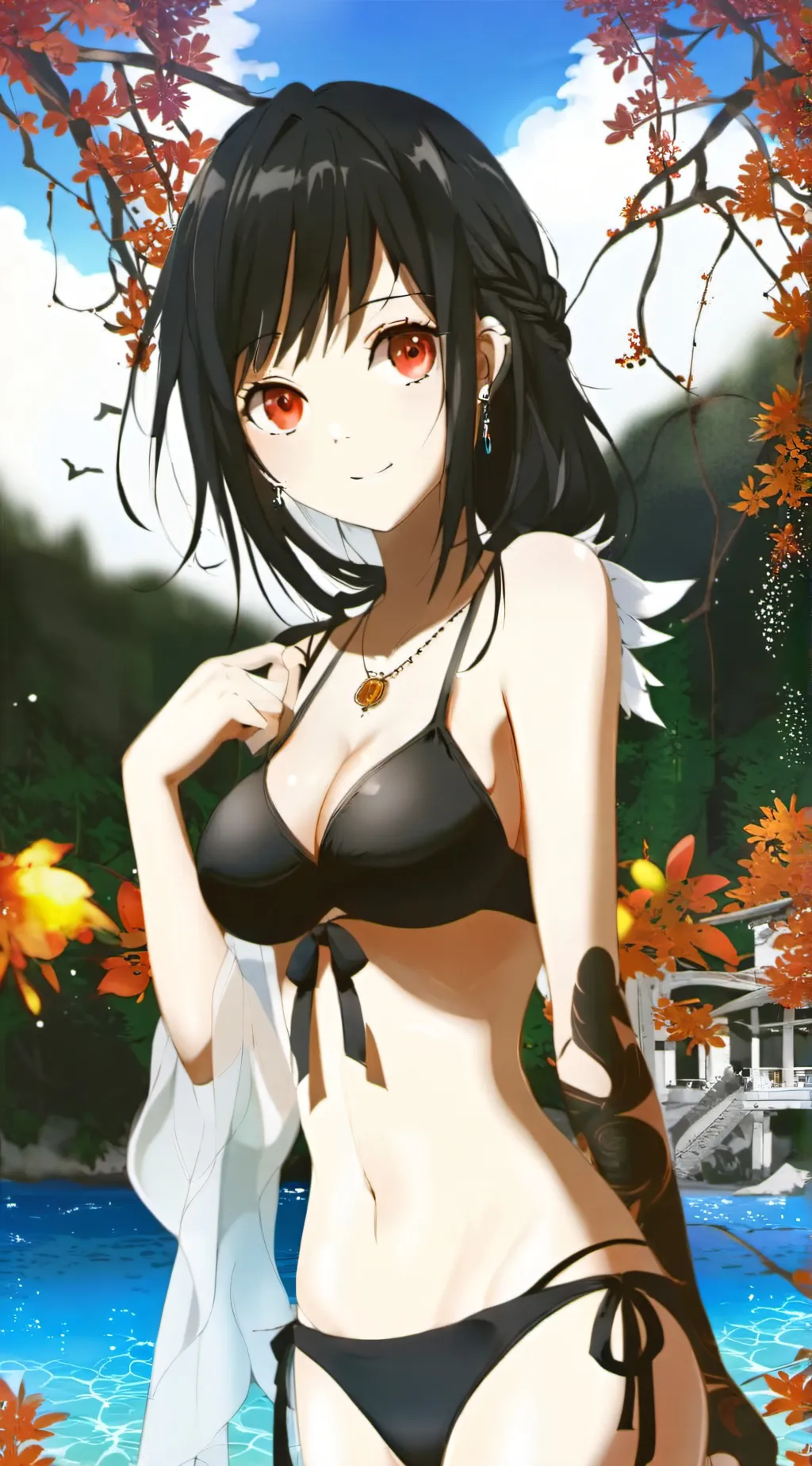 ai character: ash(at da beach) background