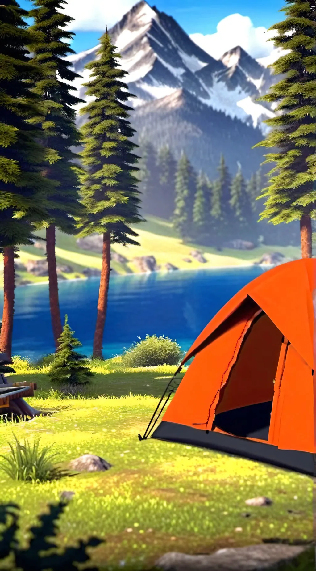 ai character: Hh camping background