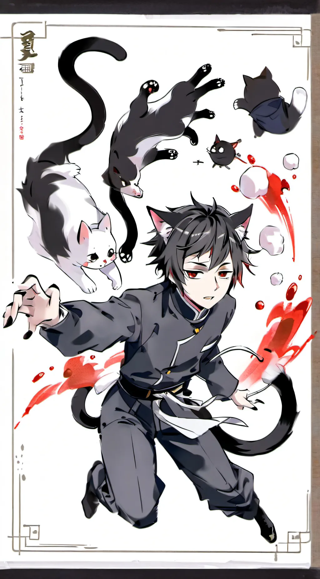 ai character: Giyu Tomioka Cat background