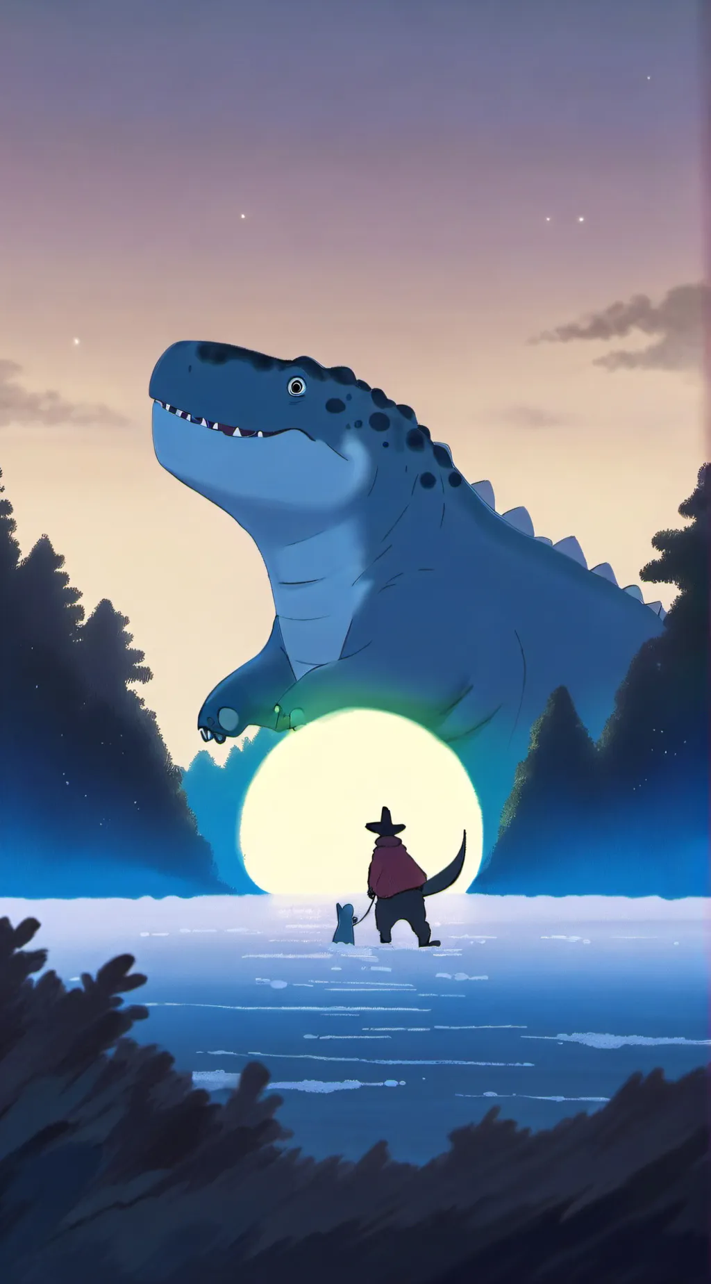 ai character: mountain dino background