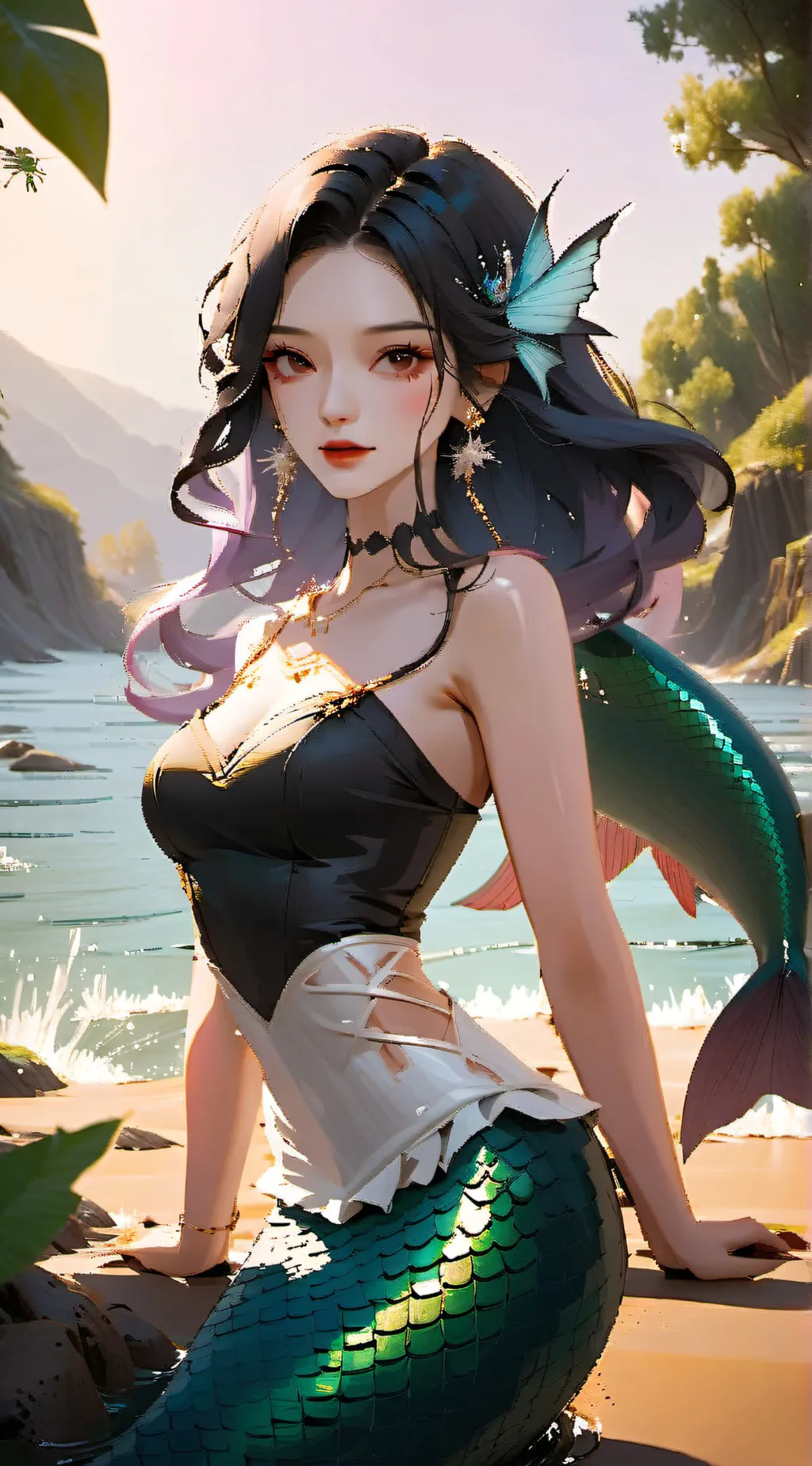 ai character: Demon slayer ocean background