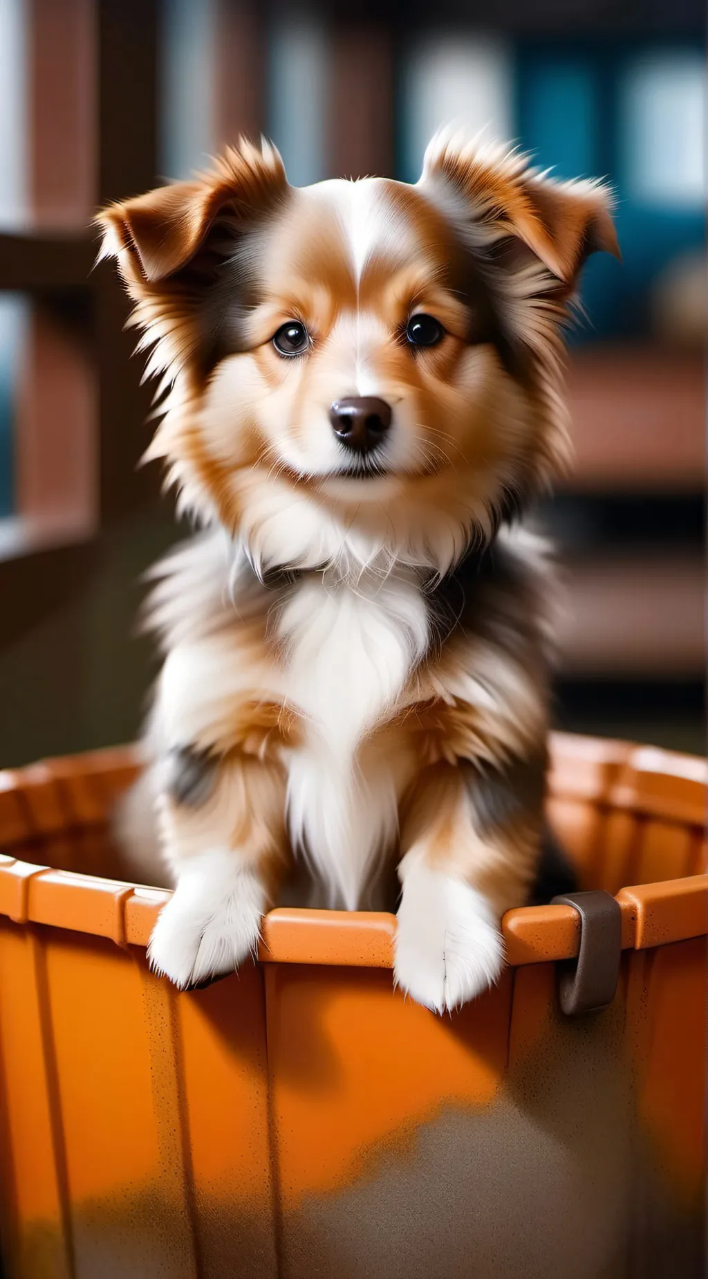 ai character: Dog shelter background