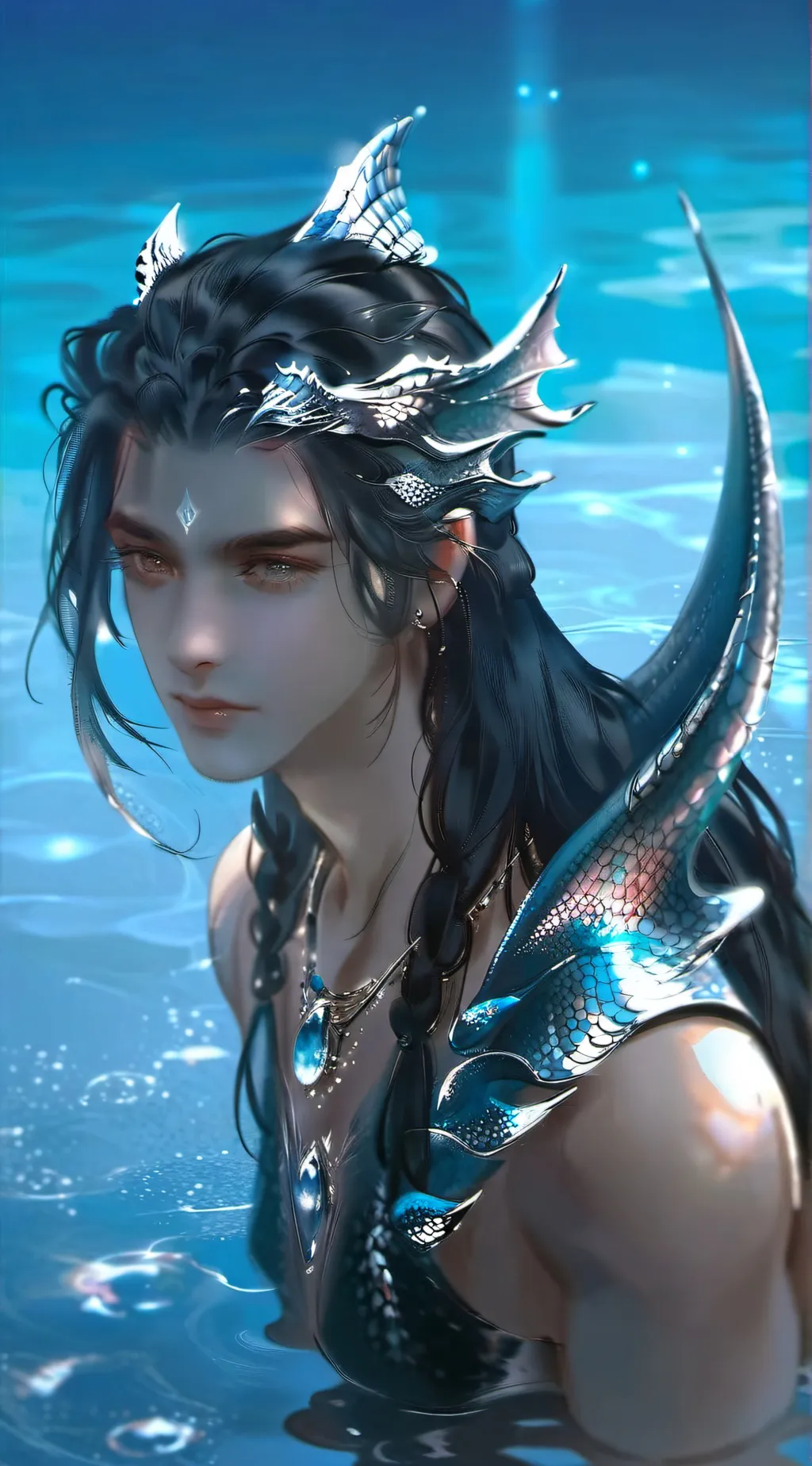 ai character: Aquamarine background