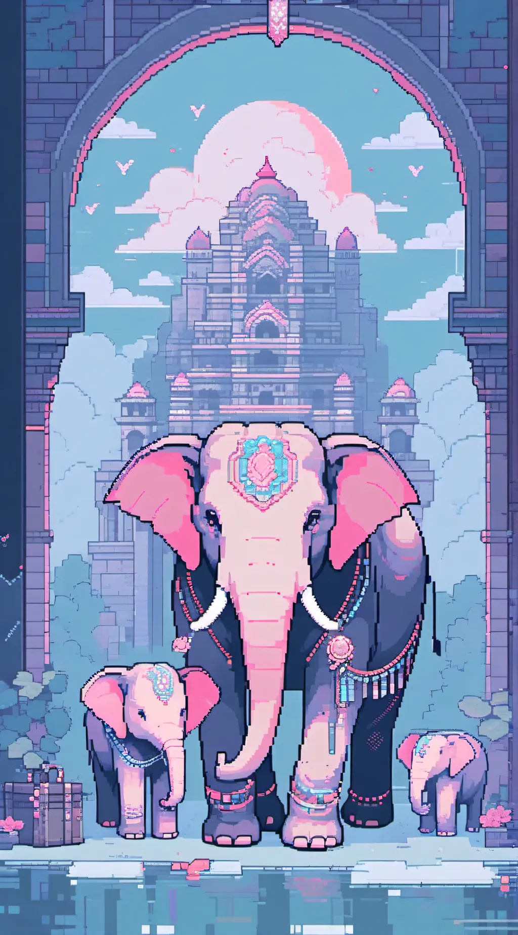 ai character: PINK ELEPHANT SONG background