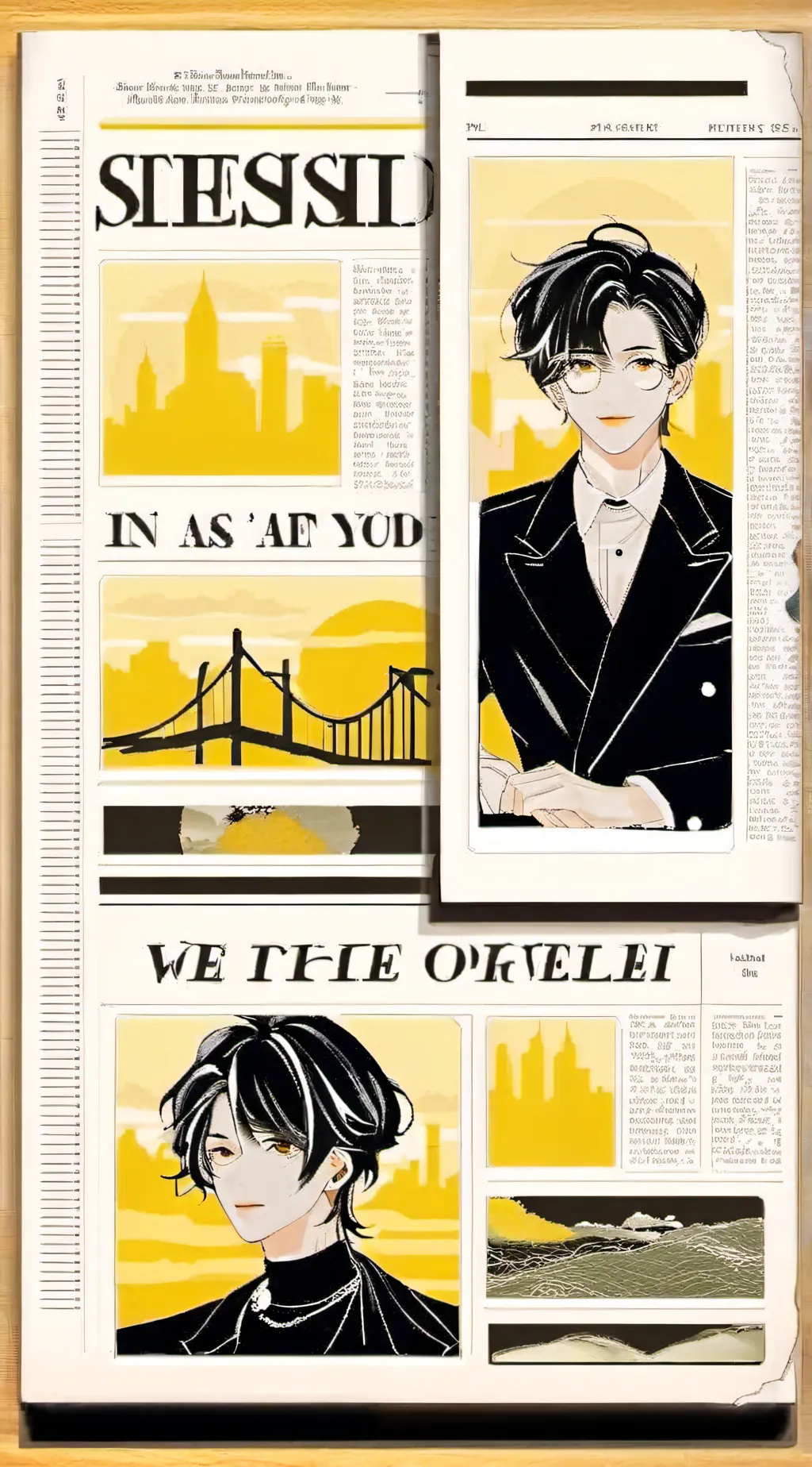 ai character: Newspaper background